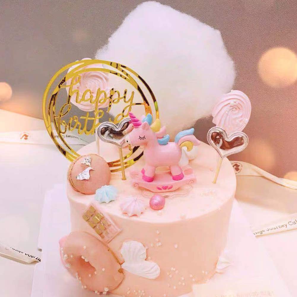 Gold Acrylic Happy Birthday Cake Topper Set - 5 Piece Wedding, Anniversary & Party Cake Decorations for Special Occasions