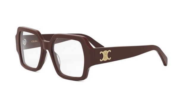 Celine TRIOMPHE CL50131I 048 Shiny Brown Square Women's Eyeglasses Frames - Designer Prescription Glasses & Sunglasses for Women, Perfect for Office, Reading, and Everyday Fashion Accessory