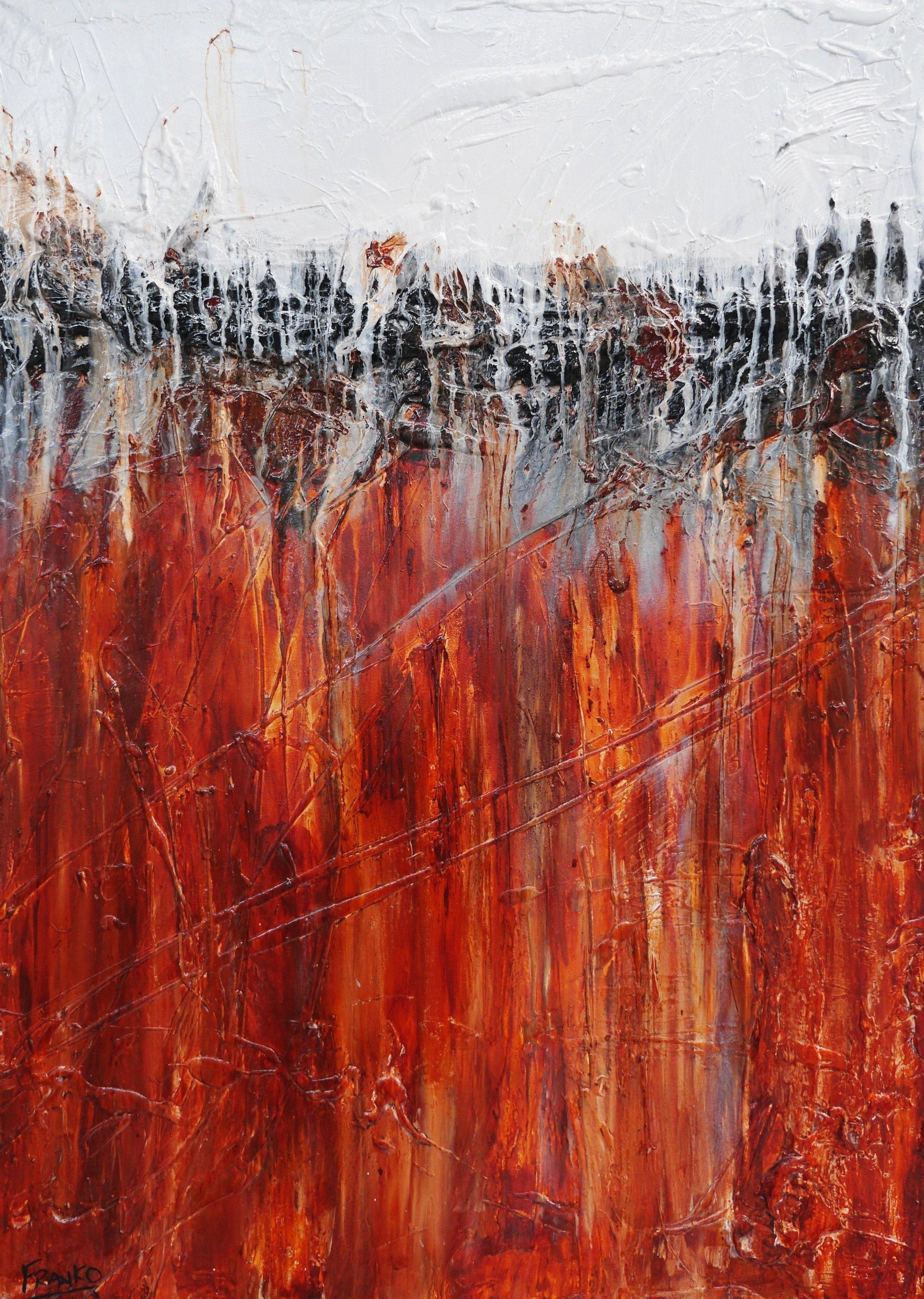 140cm x 100cm Rustic Brown & White Textured Abstract Canvas Wall Art - Perfect for Living Room, Bedroom or Office Decor