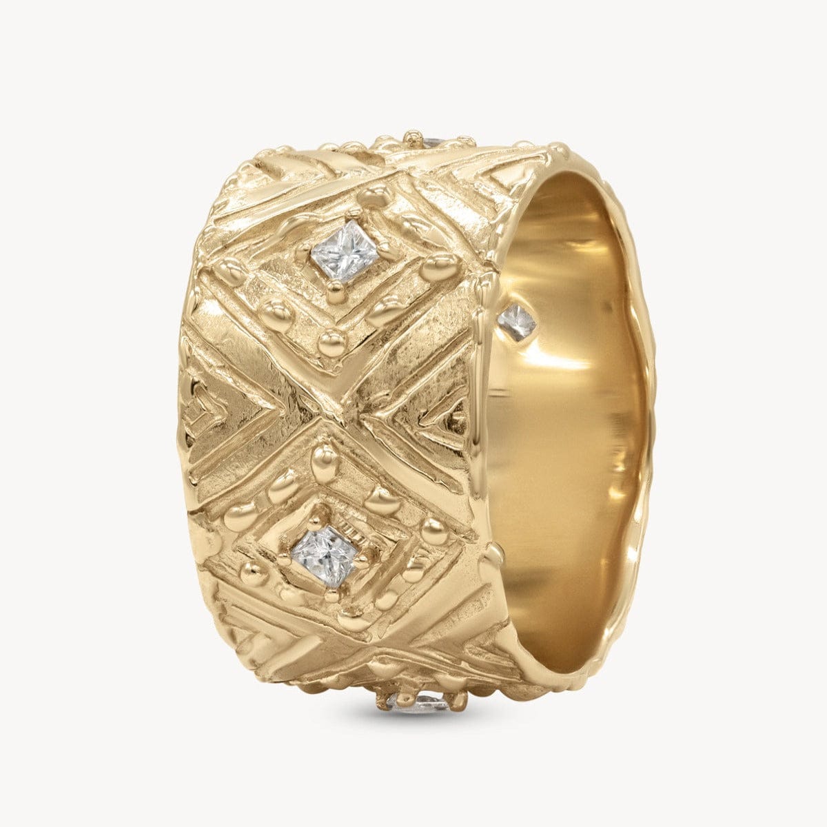 Grecian Diamond Cigar Band - Elegant Wedding Ring for Men & Women - Perfect for Engagement, Anniversary & Special Occasions