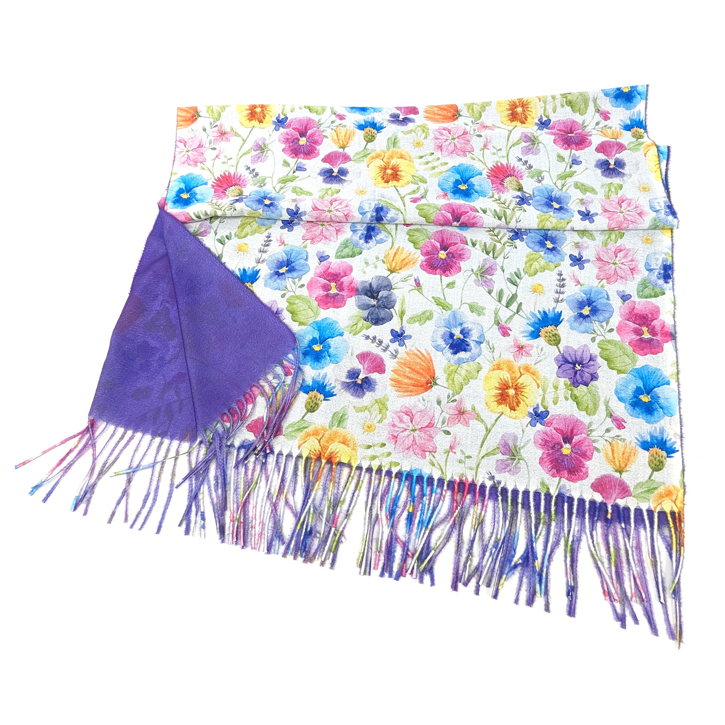 Pretty Pansy Pashmina Style Scarf - Soft Lightweight Womens Fashion Shawl (70x180cm) - Perfect for Office, Travel & Evening Outfits