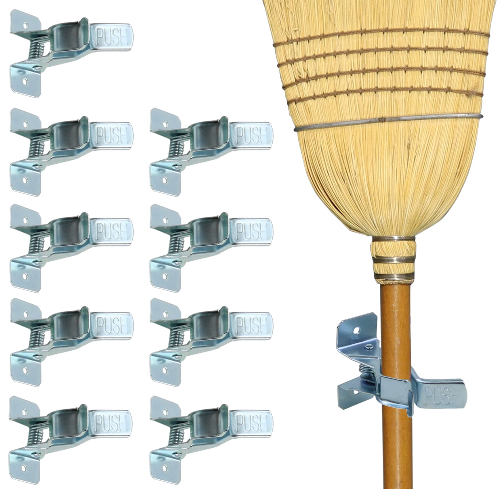 Harrier 10-Pack Wall-Mount Spring Clamps - Heavy Duty Tool Organizer for Rakes, Brooms & Garden Tools - Perfect for Garage, Shed & Workshop Storage