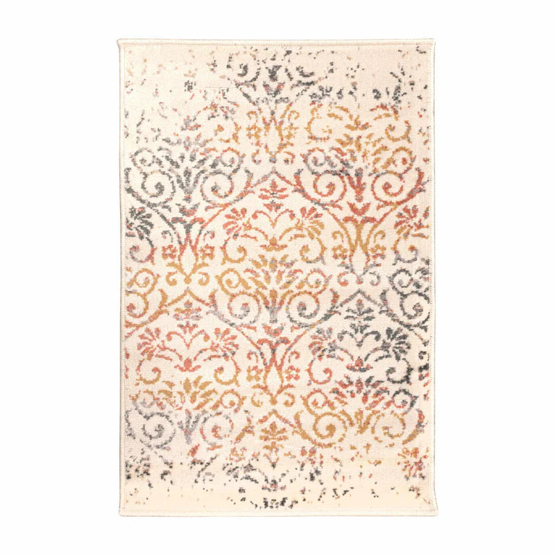 Ulani Modern Distressed Damask Indoor Area Rug - Non-Slip Runner Rug for Living Room, Bedroom, Dining Room & Entryway