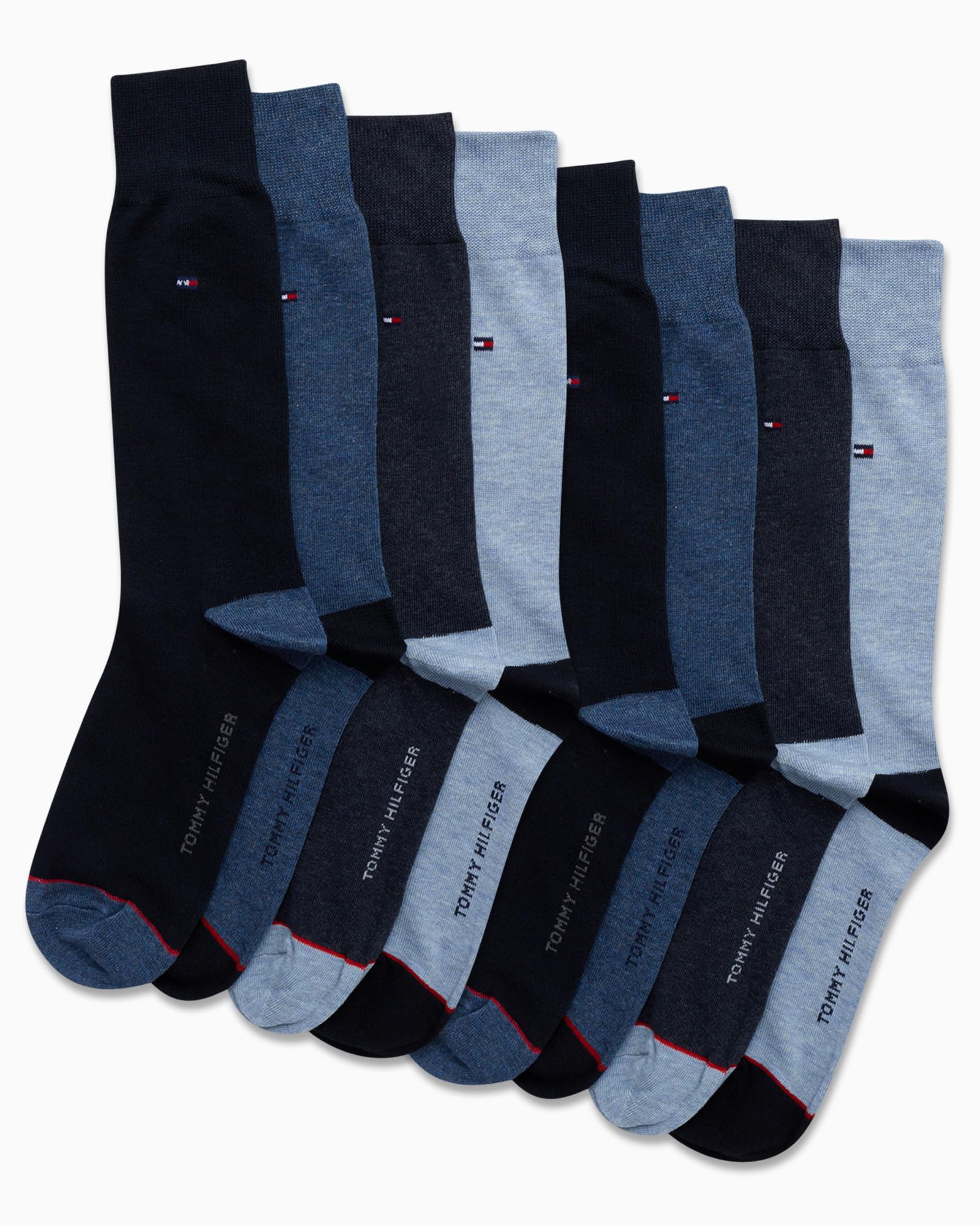 Tommy Hilfiger Men's Dress Socks 8-Pack - Breathable Stretch Crew Socks for Business & Casual Wear - Comfortable Formal & Office Socks for Daily Use, Work & Special Occasions