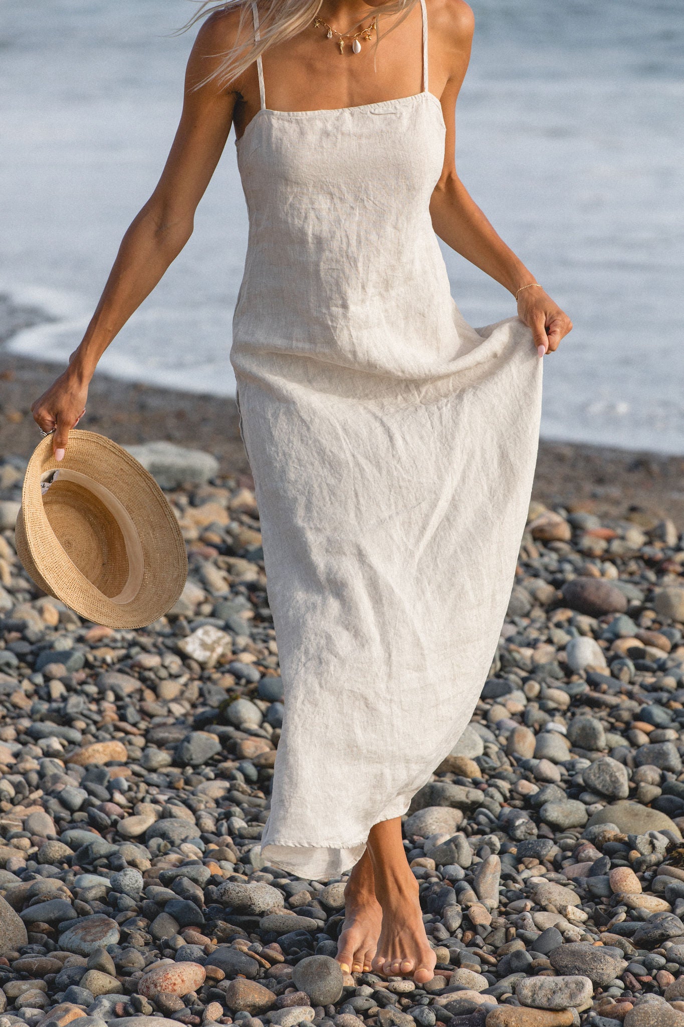 Stylish Sicily Linen Maxi Dress for Women - Breathable Summer Beach Dress, Boho Chic Vacation Outfit, Perfect for Beach Parties, Weddings & Casual Wear