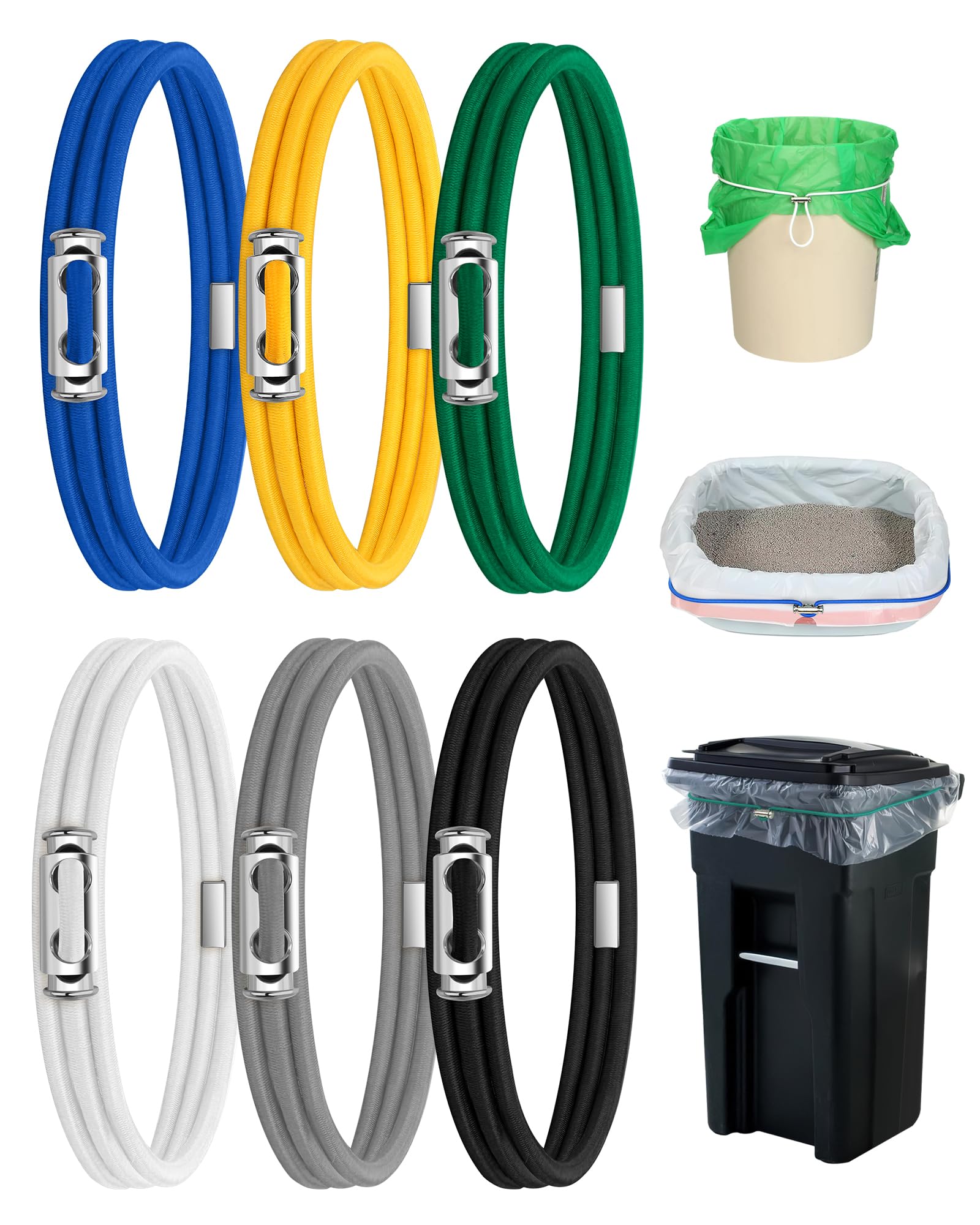 Adjustable Rubber Trash Can Bands - Heavy Duty Garbage Can Straps for 8-33 Gallon Cans, Secure Lid Holder for Kitchen, Outdoor & Party Use - Perfect for Picnics, Camping & Home Organization