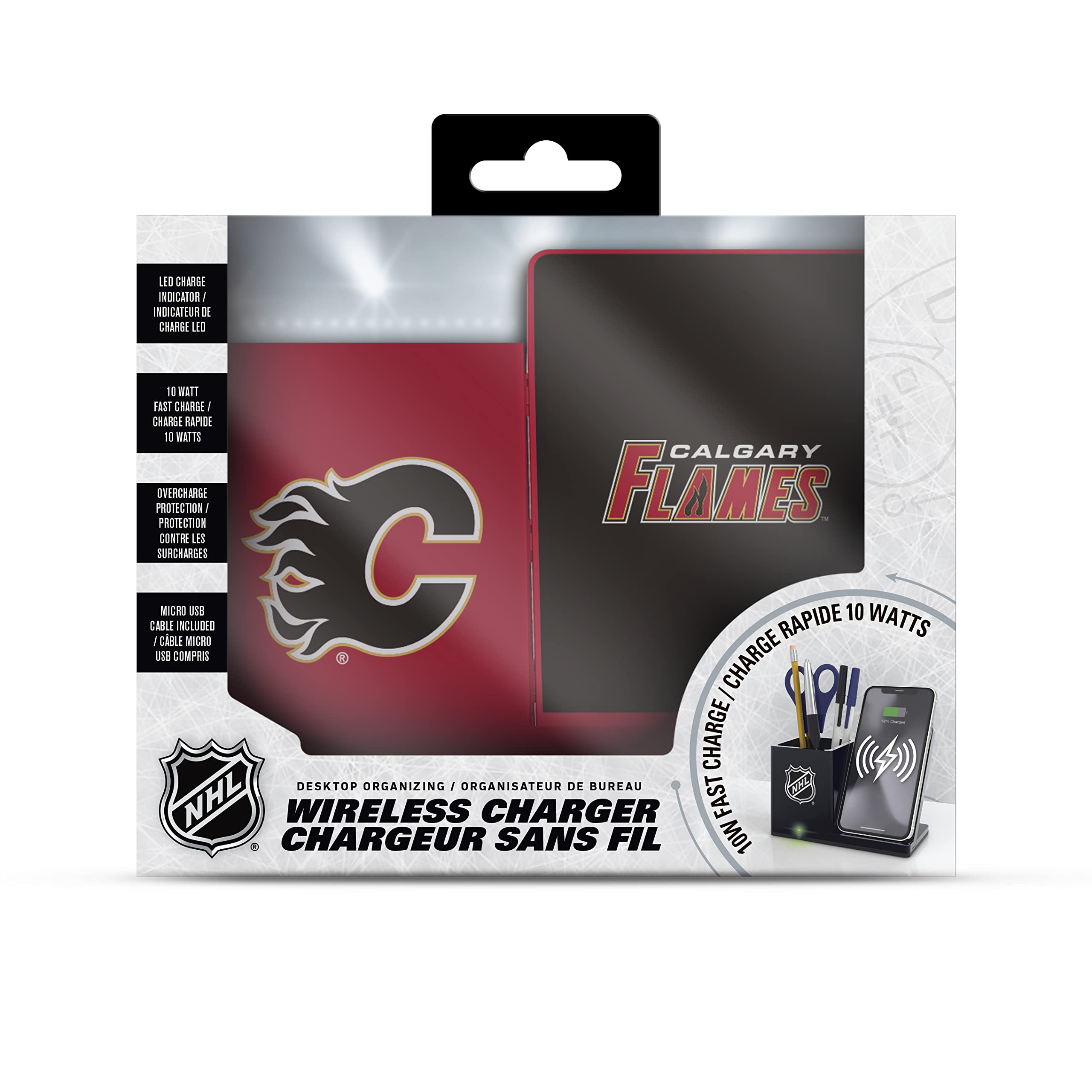 SOAR NHL Wireless Charger & Desktop Organizer - Fast Qi Charging Stand with Phone Holder, Cable Management for Office & Home Workspace - Perfect for Hockey Fans & Tech Lovers