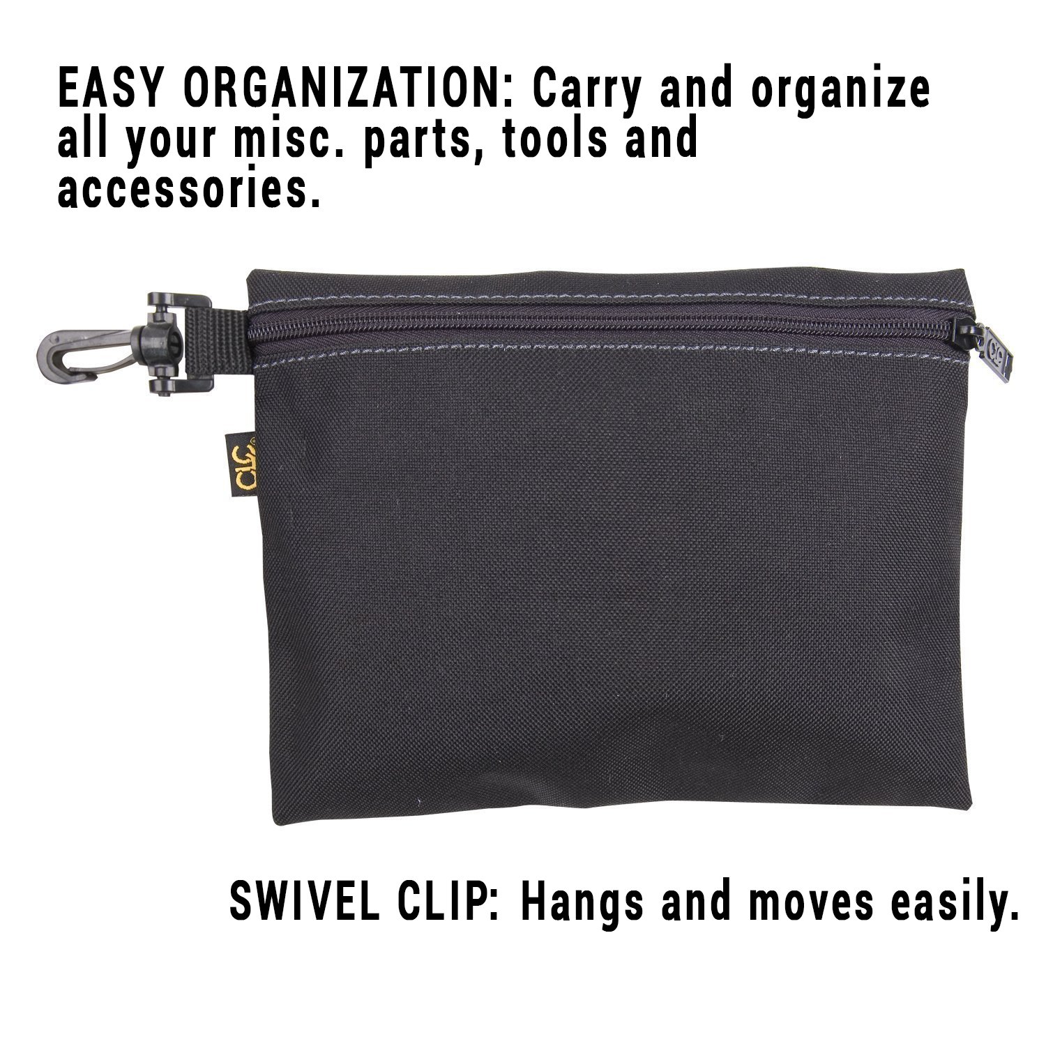 CLC 50 Pocket Heavy Duty Tool Bag with 3 Pack Zippered Poly Storage Bags - Perfect for Electricians, Carpenters & DIY Home Improvement Projects