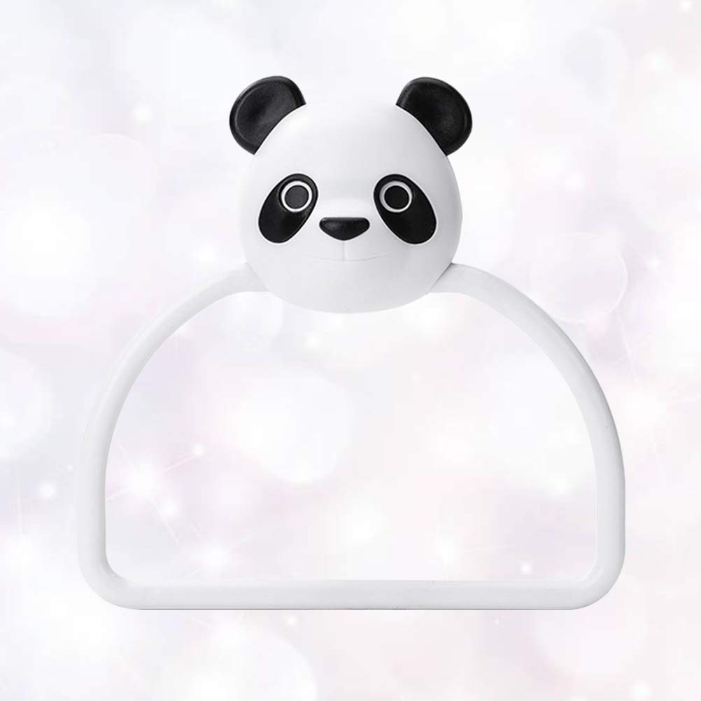 Traceless Towel Rack - No Trace ABS Material Bathroom Organizer, Panda Cartoon Design Wall Mounted Shelf for Kitchen & Bathroom Towel Storage | Space Saving Home Decor