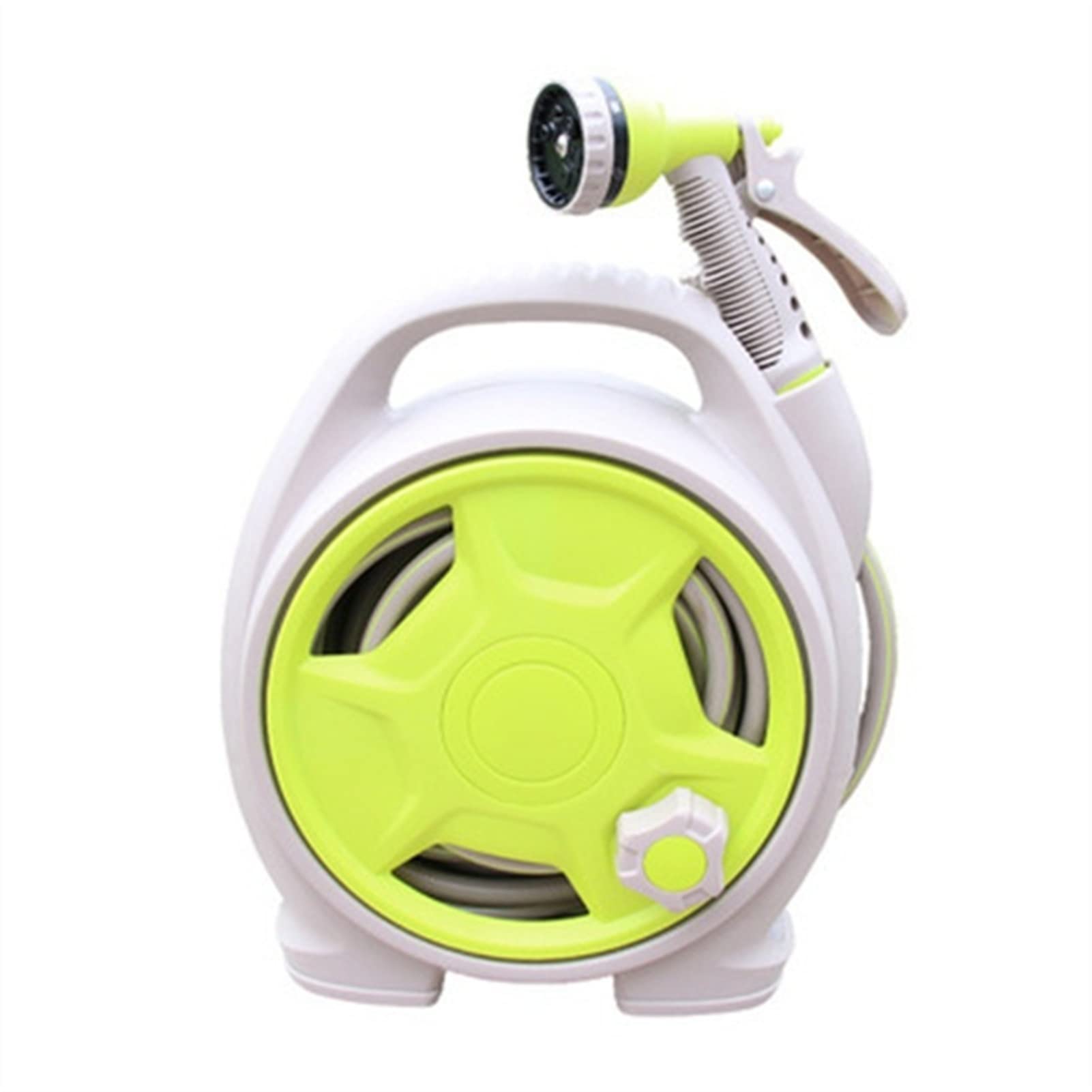 Mini Portable Garden Hose Reel Cart with Water Spray Gun - Green | Lightweight Watering System for Home, Yard & Agricultural Use | Perfect for Lawn Care, Plant Watering & Outdoor Cleaning