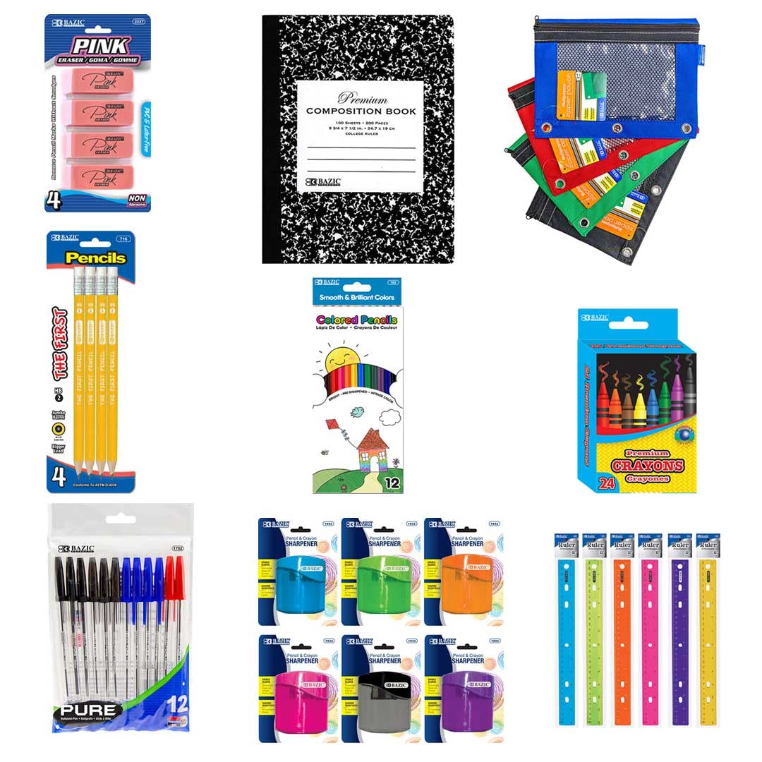 OMURA Learning Back To School Kit for Elementary Students - Essential School Supplies Set for Classroom & Homeschooling | Pencils, Notebooks, Erasers & More