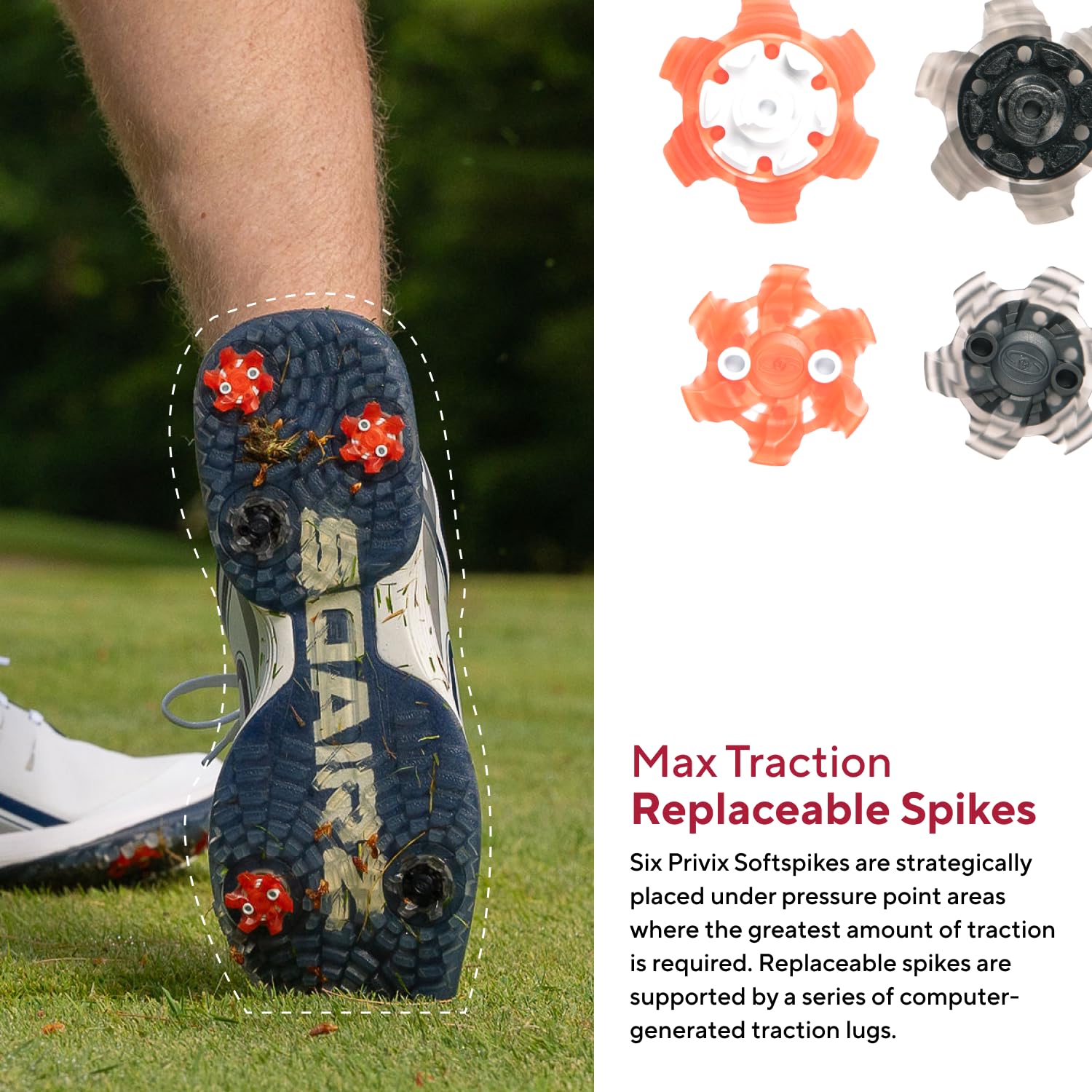 SQAIRZ Bold Men's Spiked Golf Shoes - Waterproof Athletic Golf Footwear with Replaceable Cleats for Enhanced Balance & Performance | Perfect for Golf Tournaments, Driving Range & Outdoor Sports