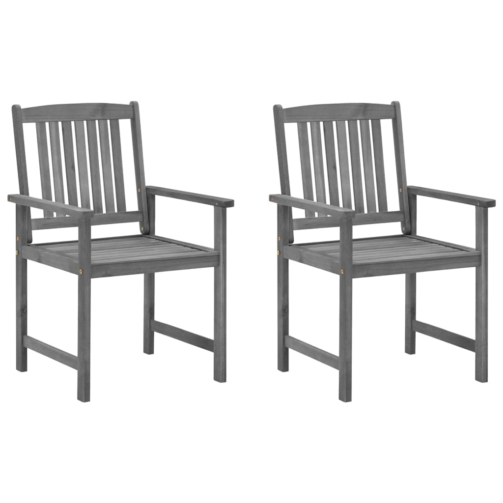 **vidaXL Solid Acacia Wood Patio Chairs with Gray Wash Finish & Cream Cushions – Outdoor Garden Seating Furniture for Backyard, Poolside & Patio Relaxation**