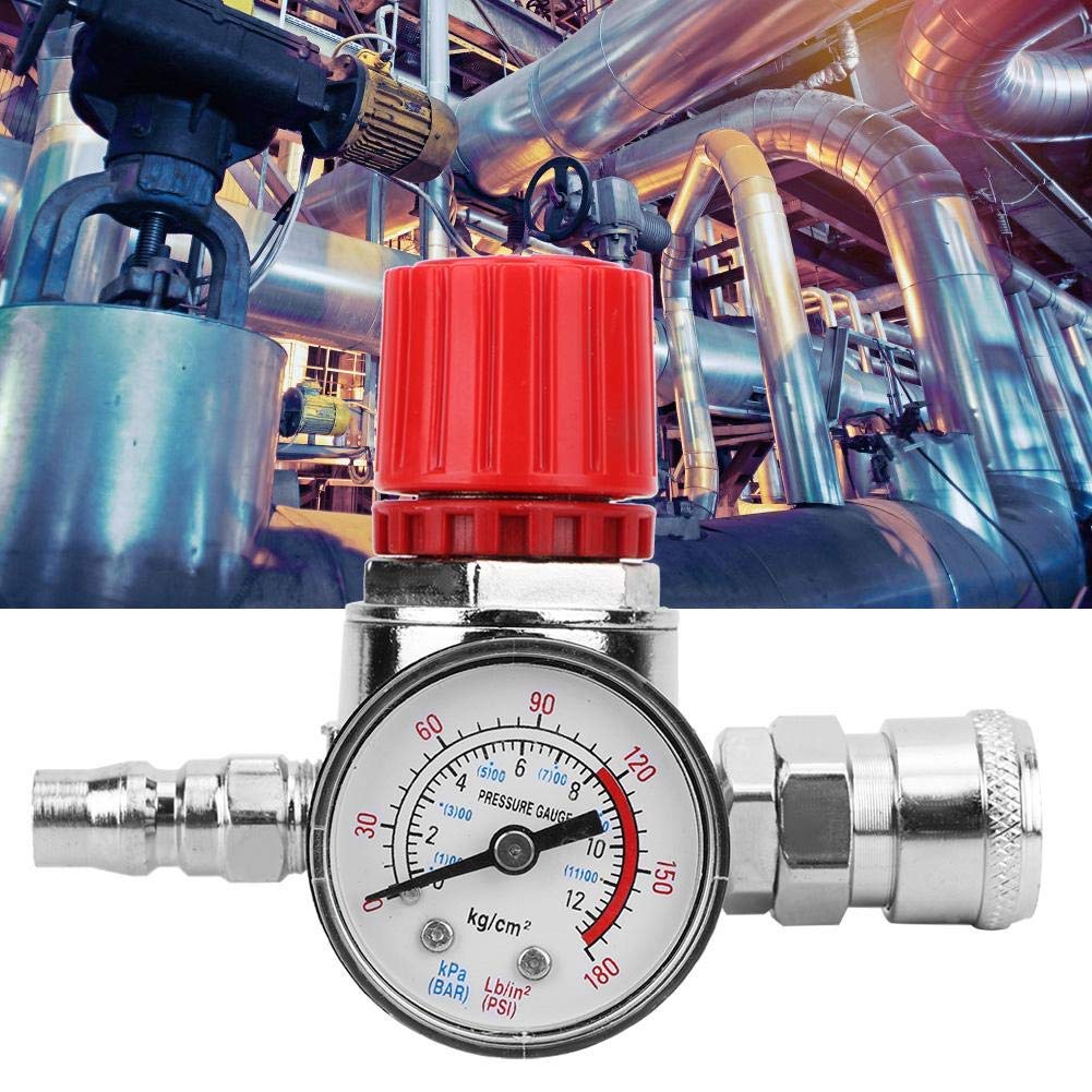 Air Compressor Pressure Regulator with Dial Gauge - Zinc Alloy Control Valve & Switch for Air Tools | Perfect for Pneumatic Systems, HVAC, and Industrial Applications