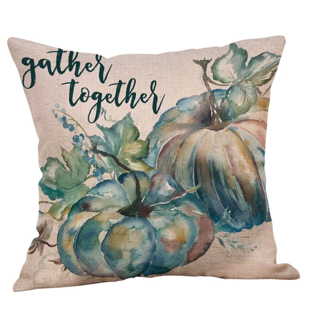 Watonic Fall Pillow Covers 18x18 Inch - Halloween Pumpkin Pattern Decorative Cushion Cover - 100% Cotton Pillowcase for Autumn Decor, Thanksgiving & Cozy Home Decor