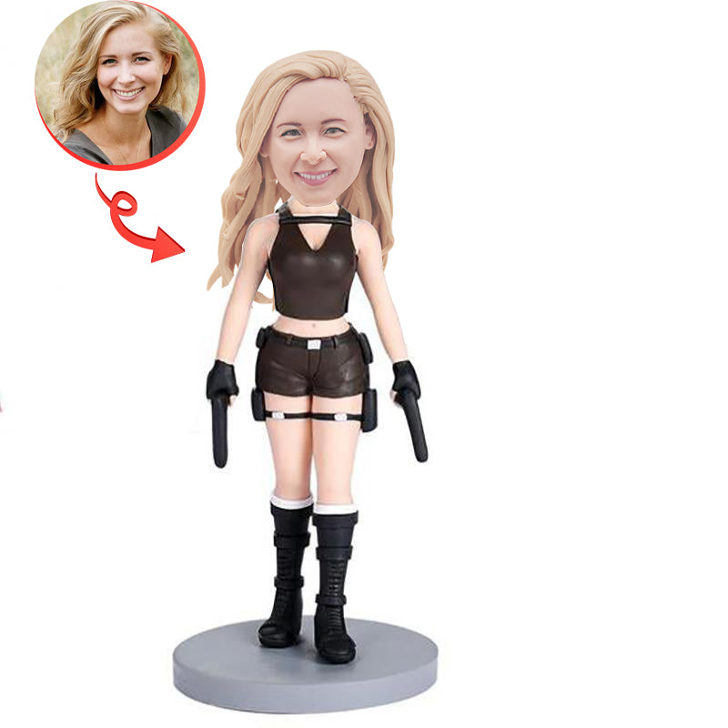 Custom Tomb Raider Bobblehead - Lara Croft Collectible Figurine for Gamers & Fans | Perfect for Desks, Shelves & Gift Giving