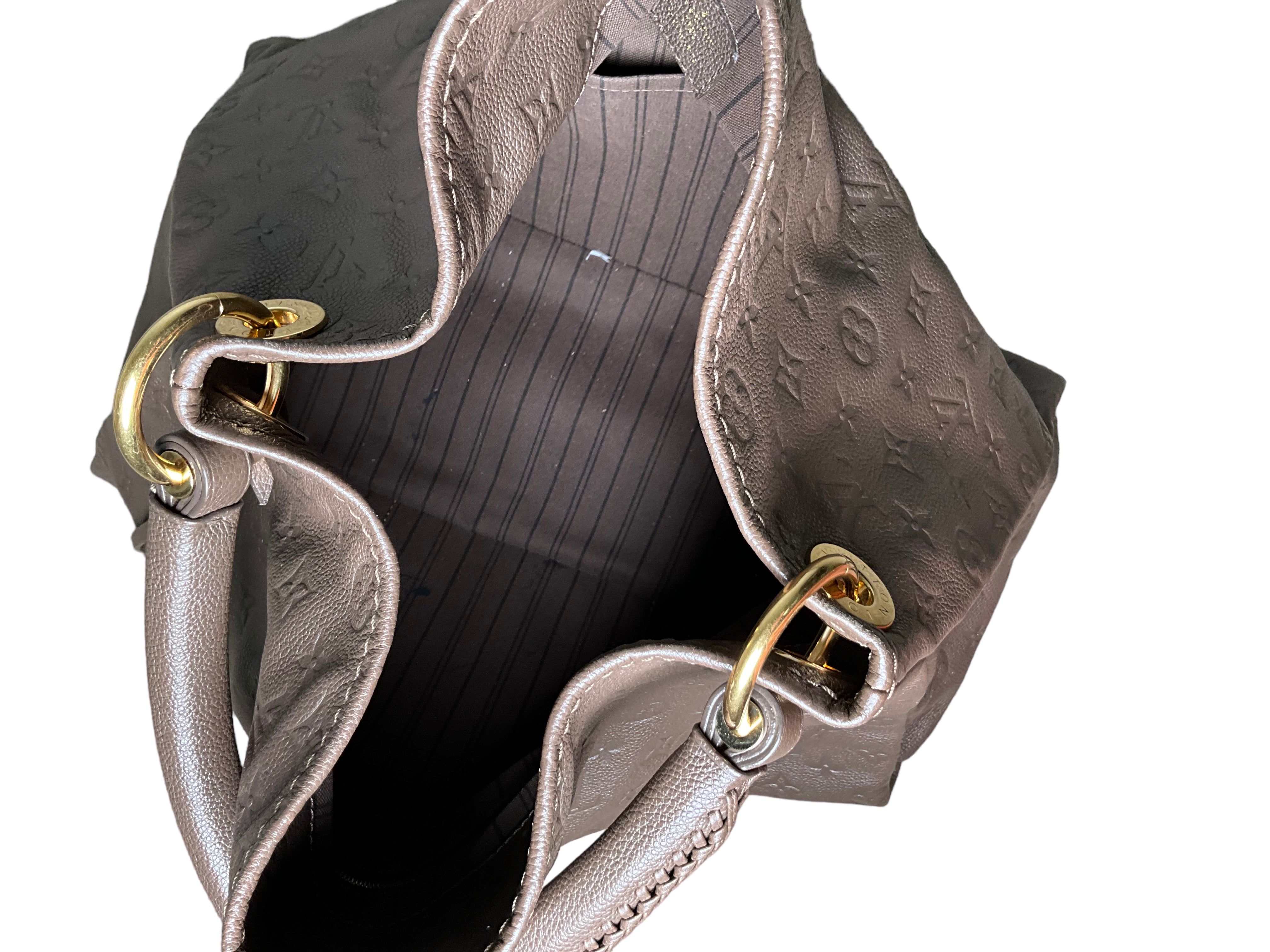 Louis Vuitton Artsy MM Monogram Empreinte Leather Handbag for Women - Brown Shoulder Bag with Zip Closure, Perfect for Work, Travel & Everyday Use