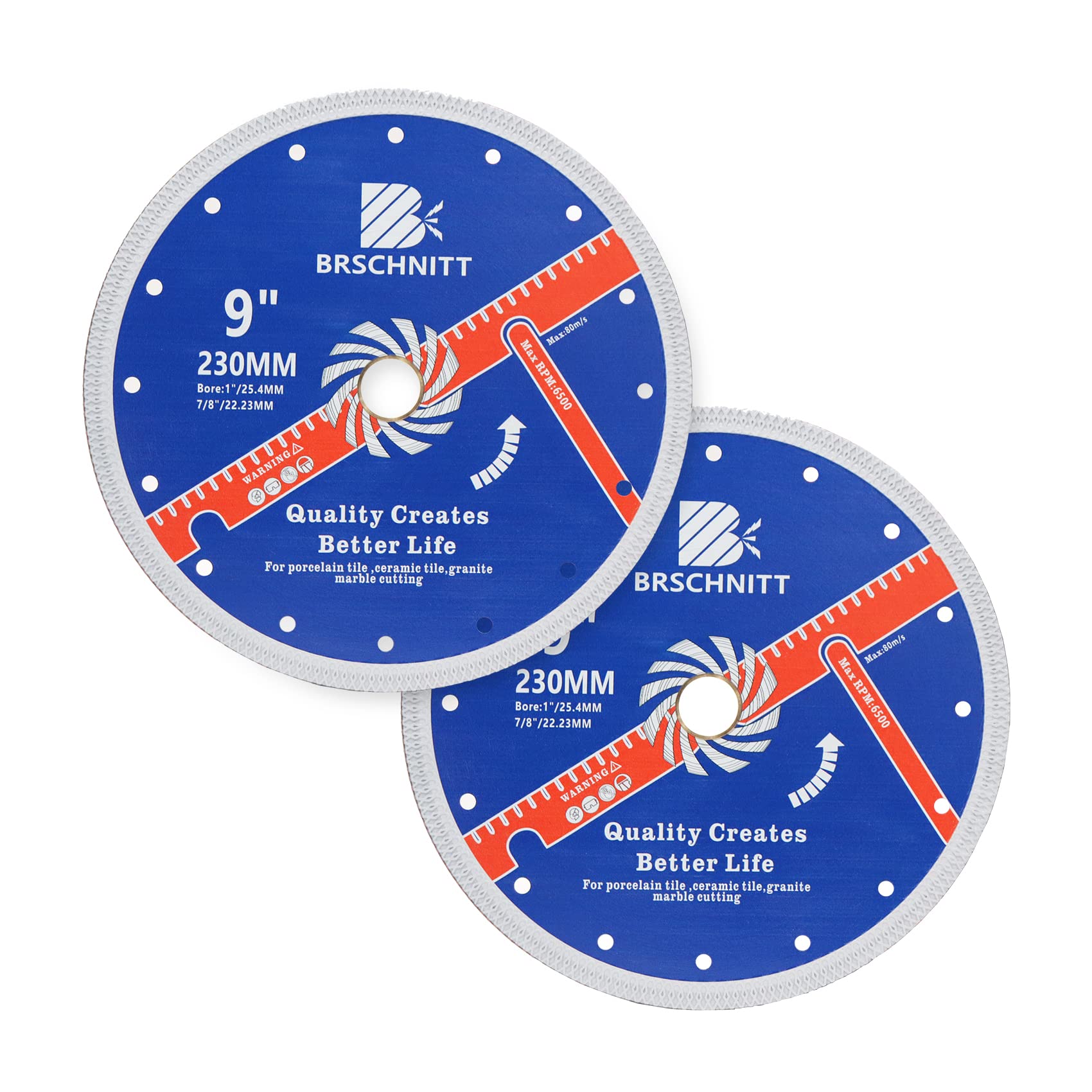 Premium 9-Inch (230mm) Diamond Porcelain Saw Blade - Ultra Thin Design with X Teeth, 2-Pack - 1