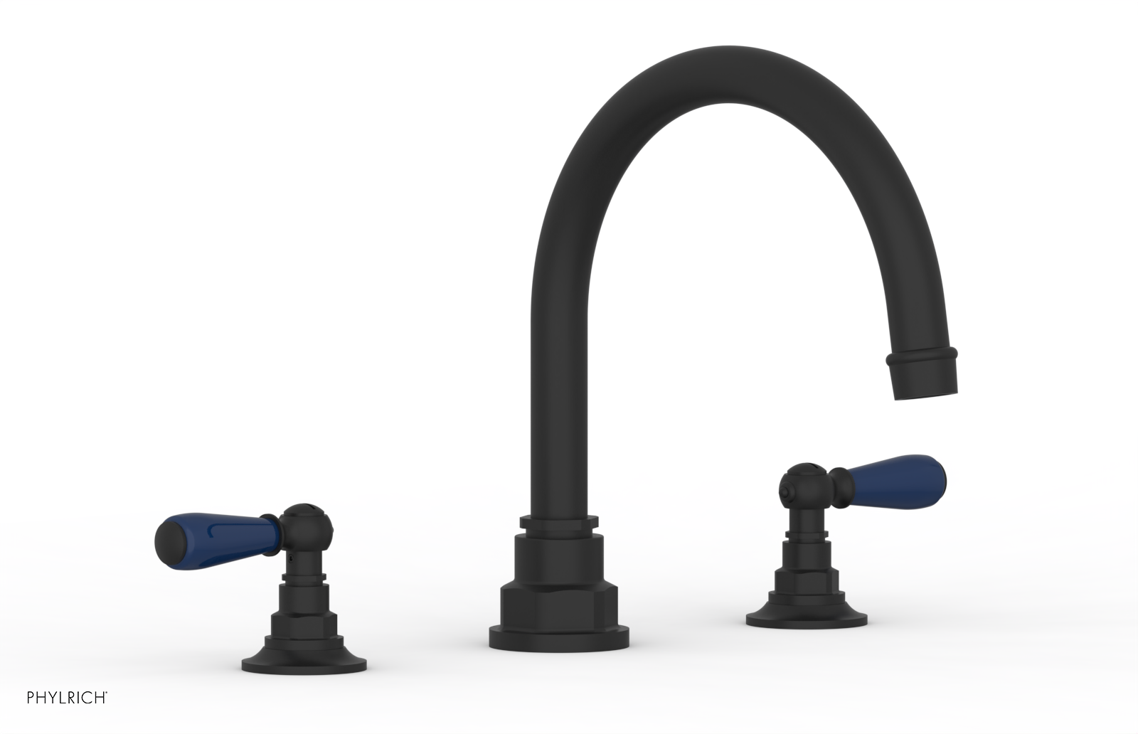 Jamestown Deck Tub Set with Lever Handles - Navy Blue Accented Bathroom Fixtures for Outdoor & Indoor Use | Perfect for Patios, Decks & Luxury Bathrooms