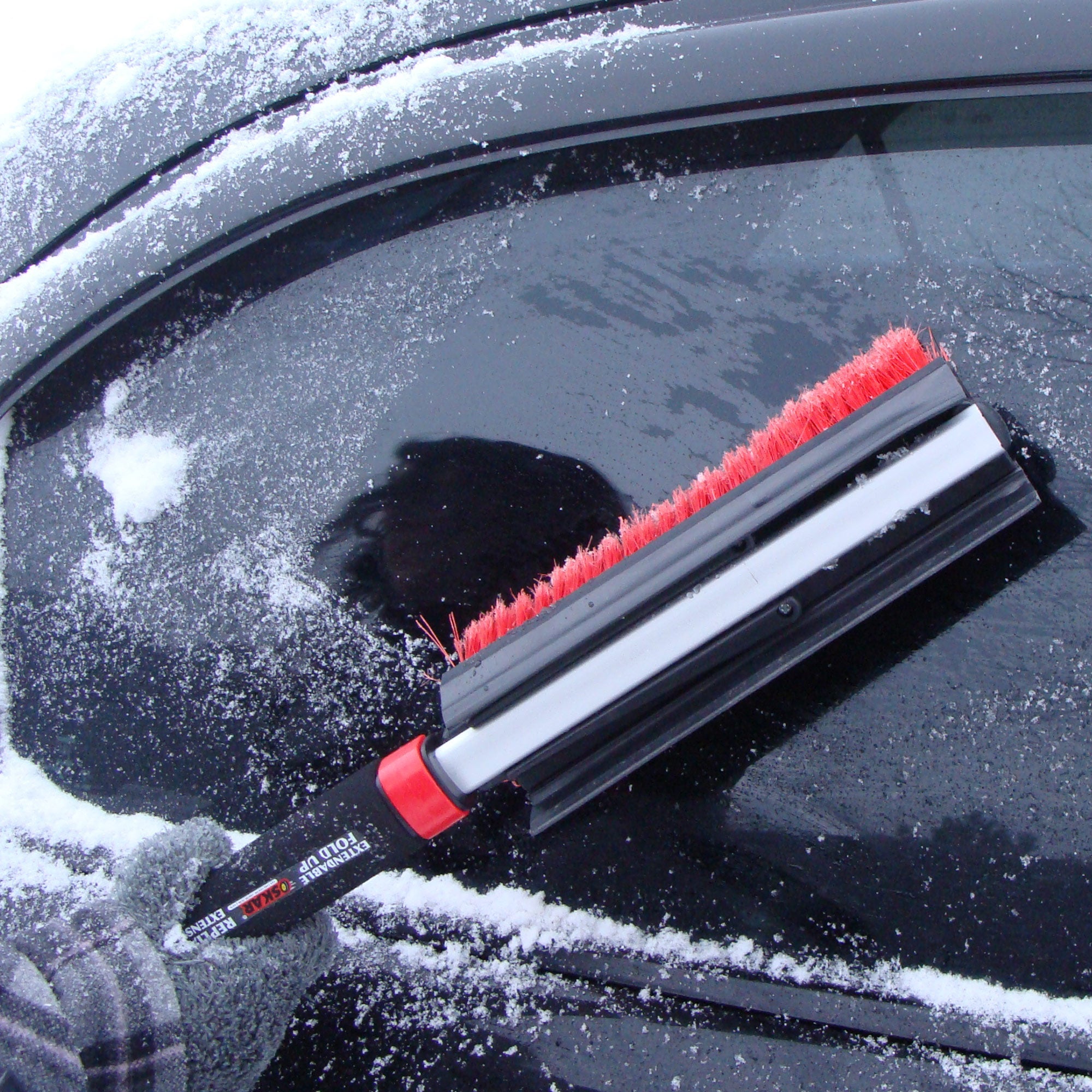Oskar 22 Folding Snow Brush with Detachable Ice Scraper - 2-in-1 Car Snow Remover Tool for Truck, SUV & Auto Windows - Compact Collapsible Windshield Broom for Winter Snow & Ice Removal - Perfect for Driveway, Parking Lot & Road Trip Use