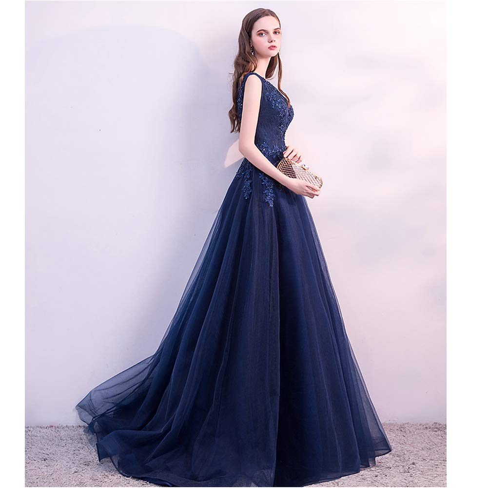 Elegant Sheer Bateau Neckline Beaded Lace Tulle Formal Evening Gown for Women | Prom, Wedding, Cocktail Party & Special Occasion Dresses