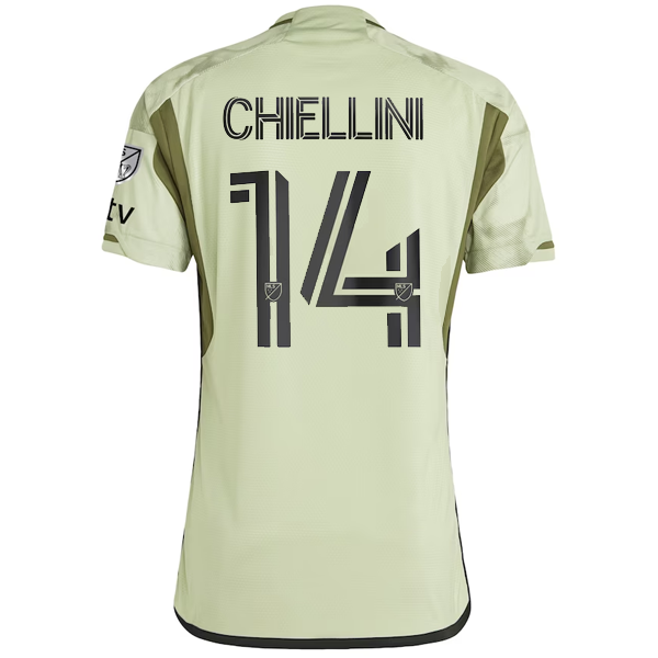 Adidas LAFC Authentic Chiellini Away Jersey with MLS & Apple TV Patch 2023-2024 - Green Soccer Shirt for Fans & Players - Perfect for Matchdays, Training & Collecting