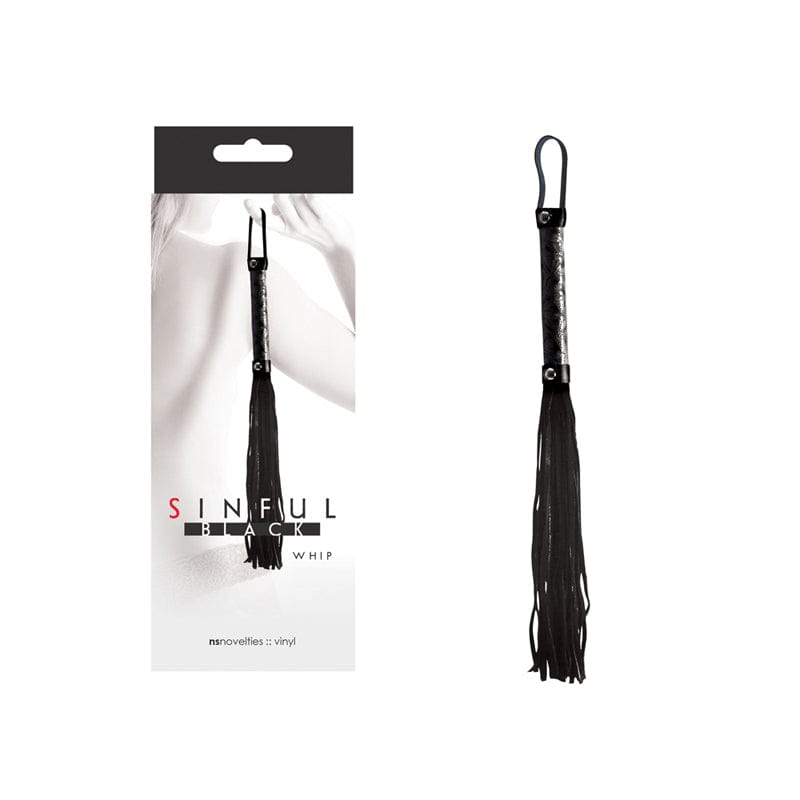 Sinful Vinyl Whip Black - Premium BDSM Whip for Adults - Perfect for Sensual Play, Role-Playing & Spanking Scenes