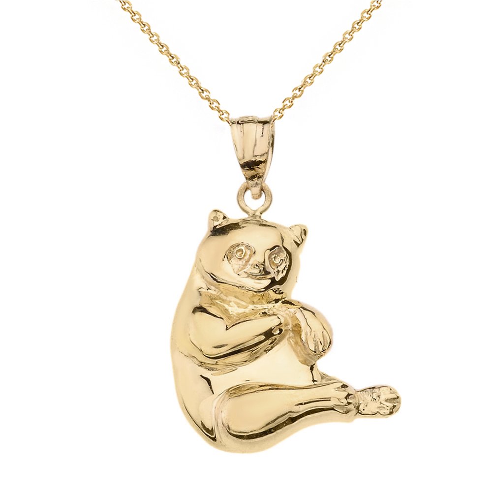 14K Solid Yellow Gold Panda Bear Charm Pendant Necklace - Cute Animal Jewelry Gift for Women, Girls - Perfect for Birthday, Anniversary & Everyday Wear
