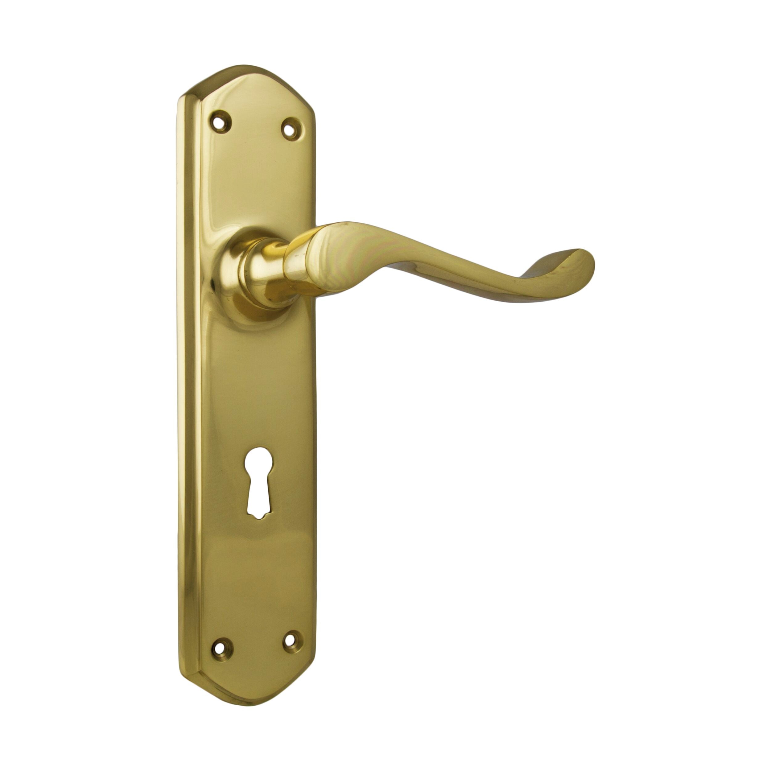 1043 Door Lever Windsor Lock Pair - Polished Brass - H200xP60xW45mm - Secure & Stylish Entry Door Hardware for Homes & Offices