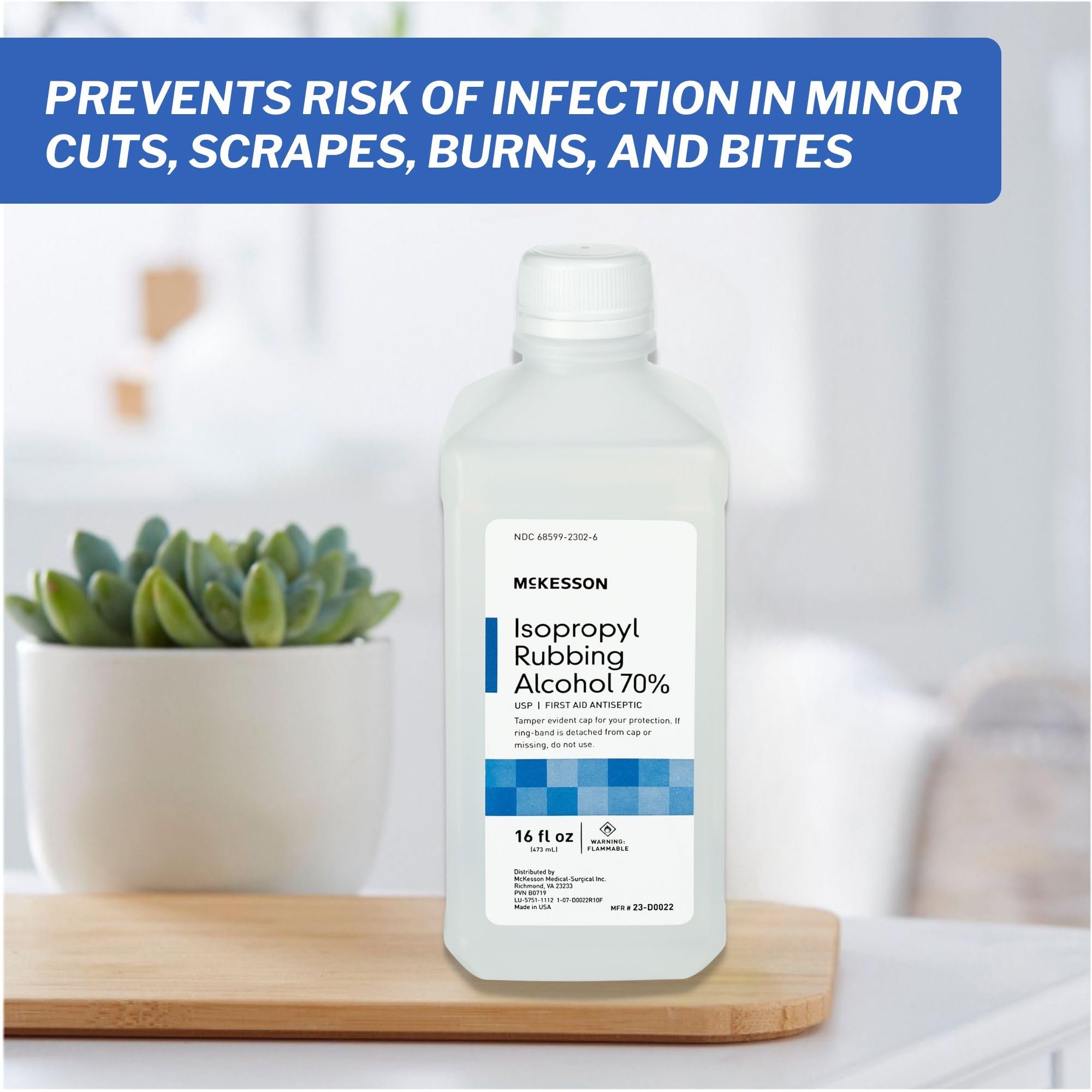 McKesson 70% Isopropyl Rubbing Alcohol USP (12-Pack, 16 oz) - First Aid Antiseptic for Wound Cleaning, Sanitizing Surfaces & Medical Equipment Disinfection