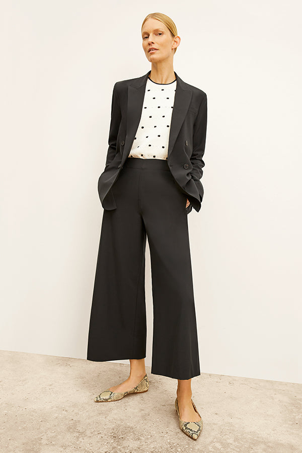 Elena Travel Culotte Pants - OrigamiTech Wrinkle-Free Black Wide Leg Pants for Women | Perfect for Business Trips, Vacations & Casual Wear