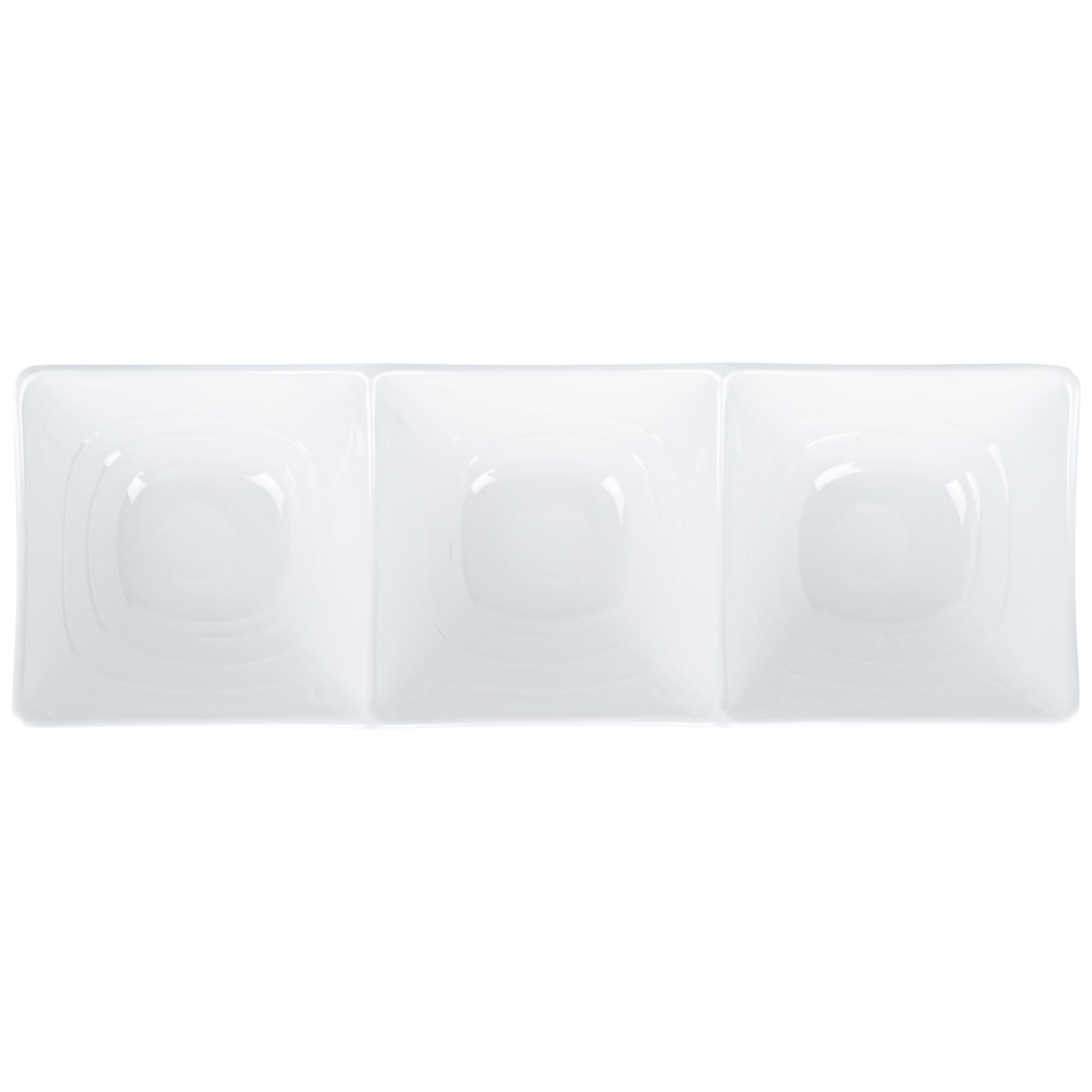 Voga 8.5 oz Square Melamine Serving Dishes - 3 Compartment Appetizer Plates for Dips, Snacks & Condiments | Durable Restaurantware for Catering, Parties & Home Entertaining