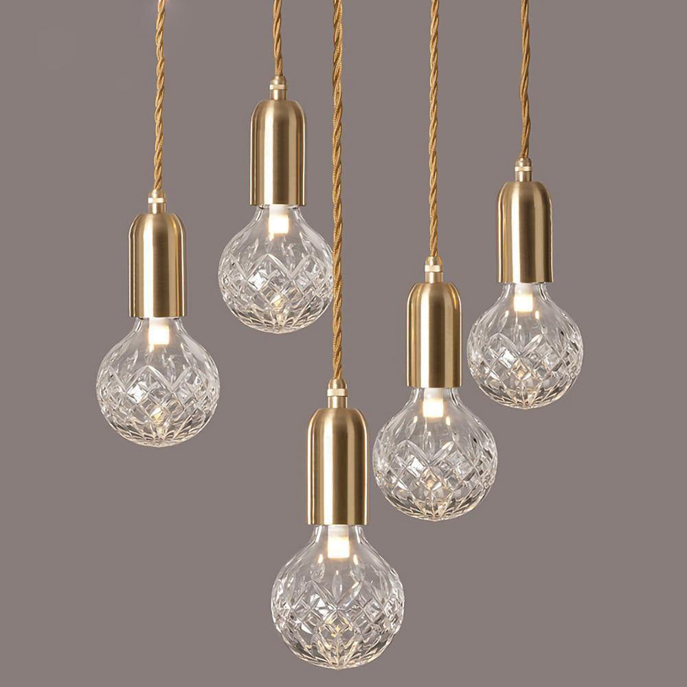 Crystal Bulb Pendant Light - Elegant Glass Ceiling Lighting Fixture for Dining Room, Kitchen Island & Bedroom Decor