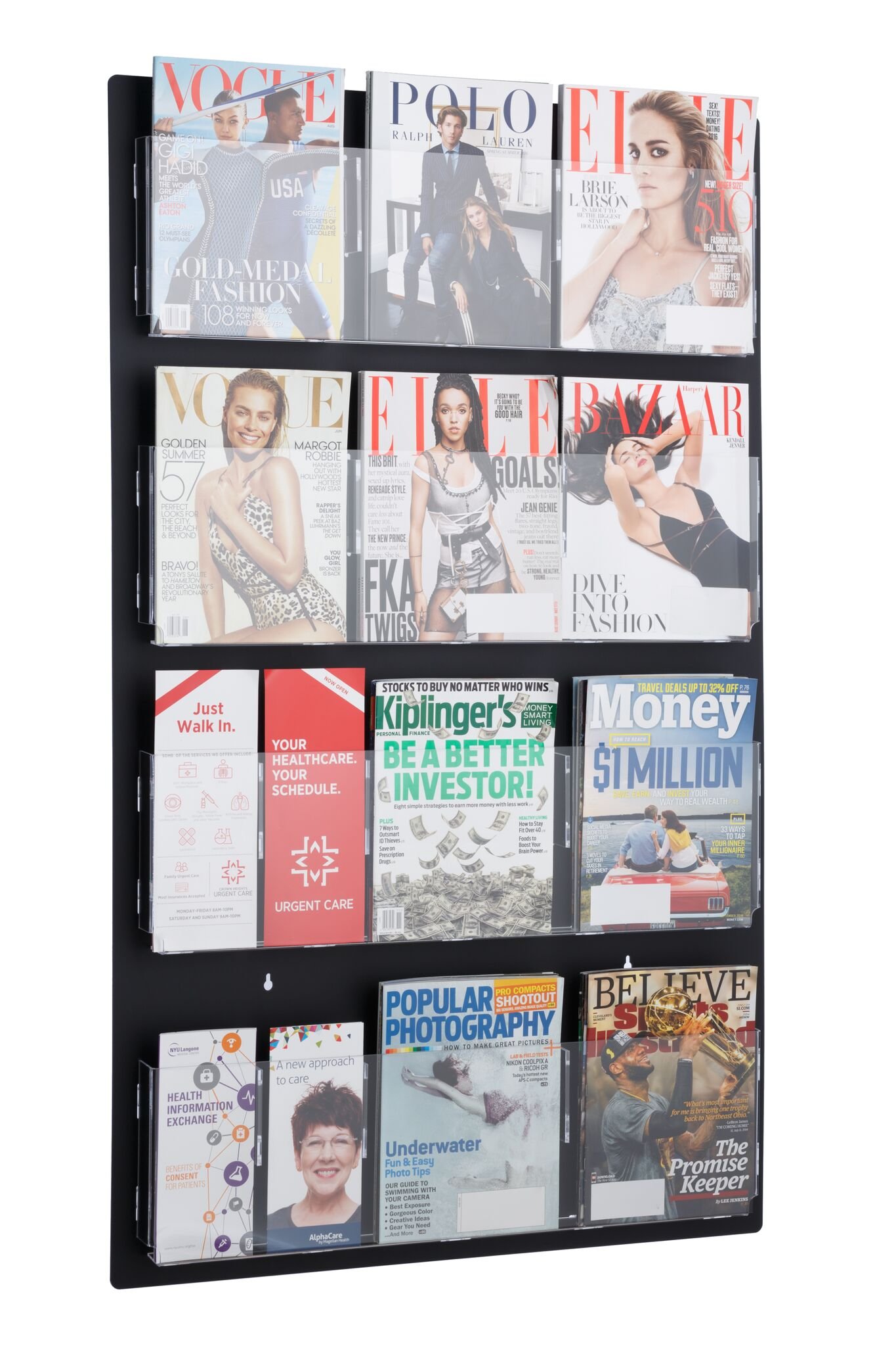 Wall Mount Acrylic Brochure Holder - Adjustable Hanging Magazine Rack for Home Office & Waiting Room - 29