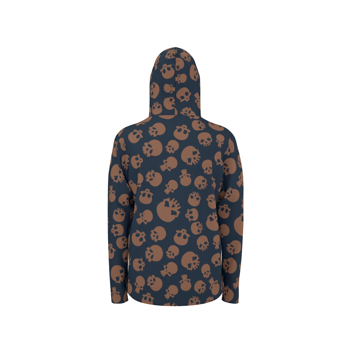 Bronze Skull Print Sunscreen Sports Hoodie with Thumb Holes - UPF 50+ UV Protection for Outdoor Running, Hiking & Gym Workouts
