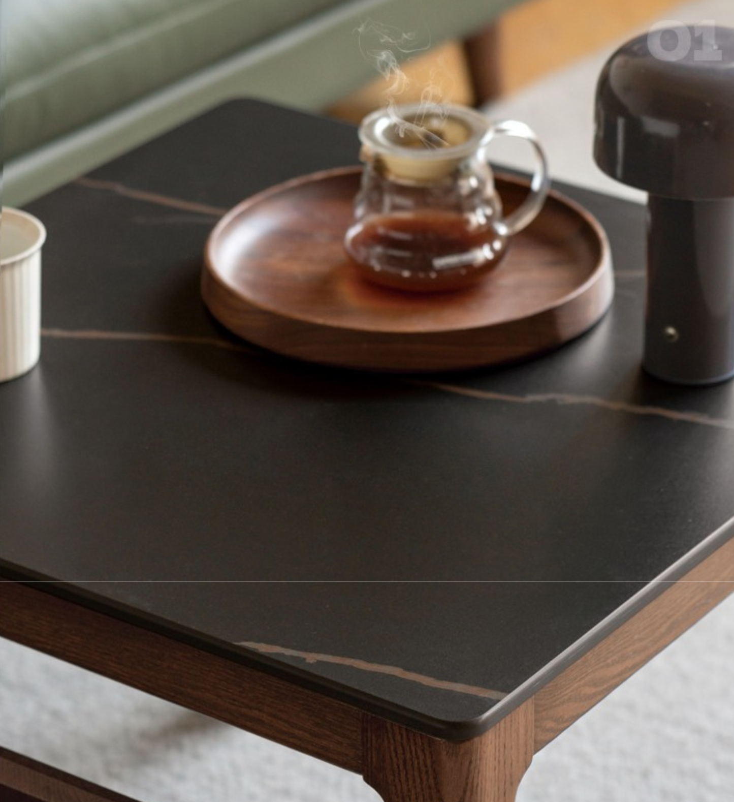 Solid Oak and Black Walnut Wood Rocking Coffee Table - Rustic Movable Side Table for Living Room, Patio, or Outdoor Use