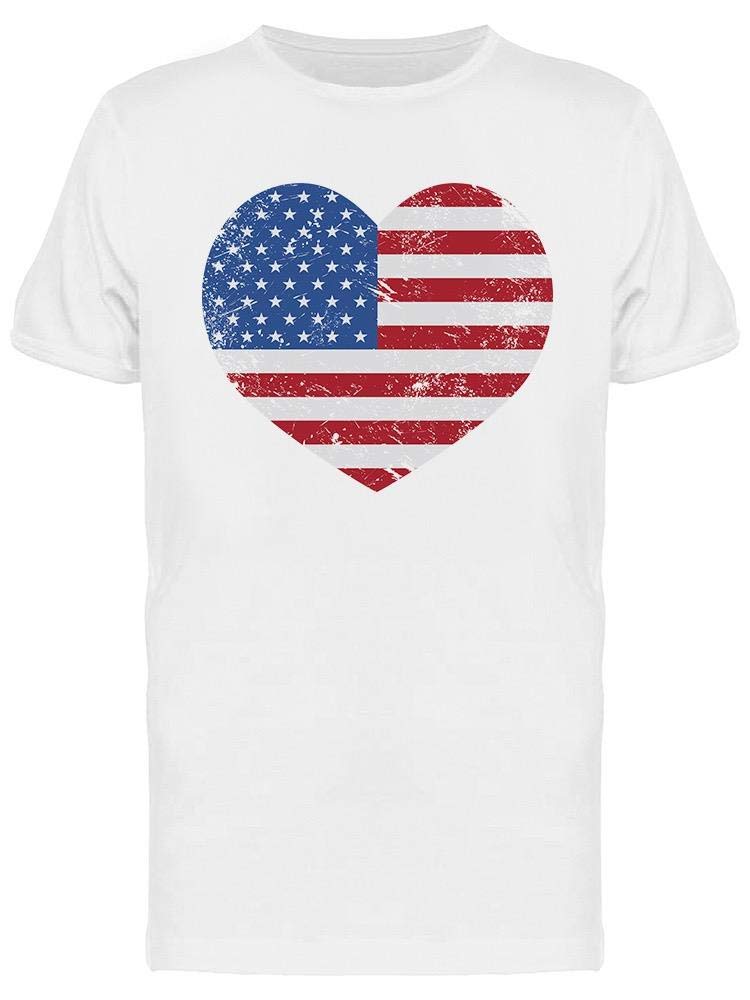 Smartprints USA Retro American Flag Heart T-Shirt for Men - Patriotic Vintage Style Tee for Casual Wear & 4th of July Celebrations