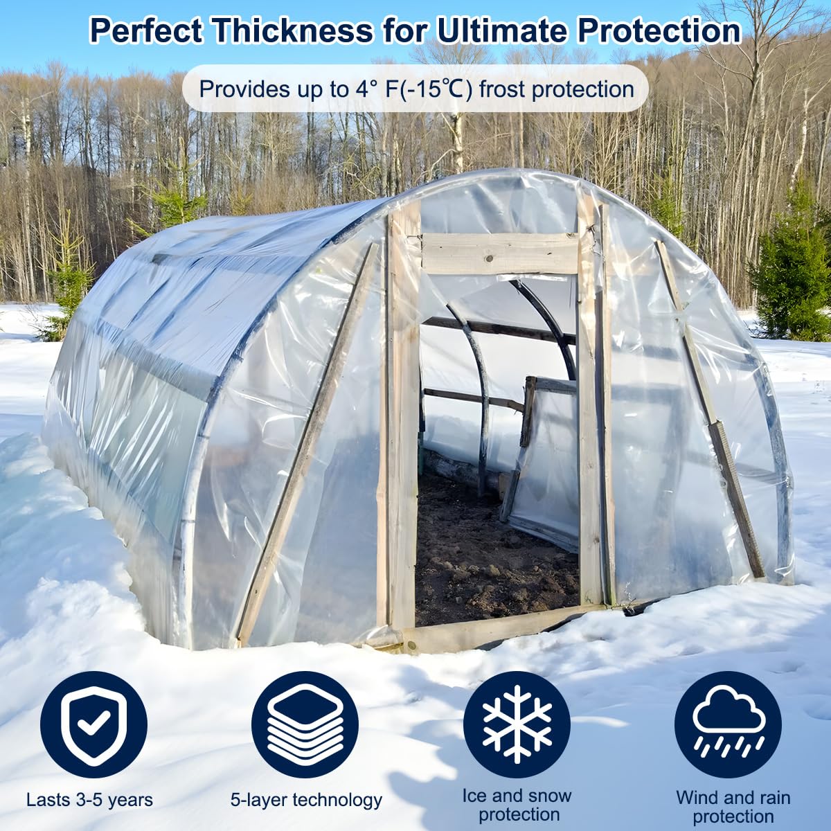 6 mil Greenhouse Plastic Sheeting 32x40 FT - Clear Durable UV Resistant Polyethylene Film for Gardening, Farming, Nursery & Poultry Coop - Perfect for Plant Protection, Season Extension & DIY Greenhouse Covers
