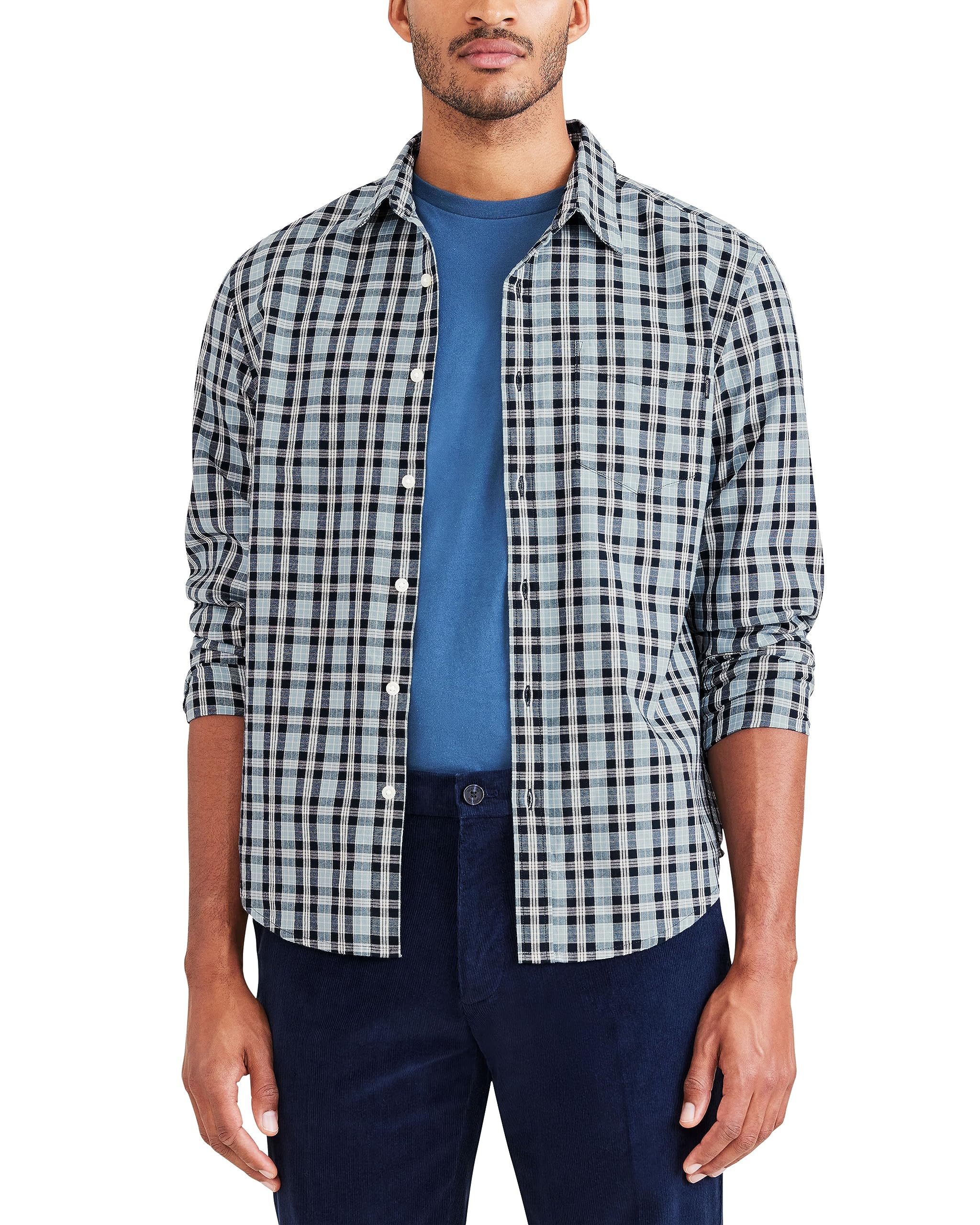 Dockers Men's Regular Fit Long Sleeve Casual Button Down Shirt for Work & Office | Comfortable Cotton Dress Shirt for Business & Everyday Wear (Regular, Big & Tall Sizes)