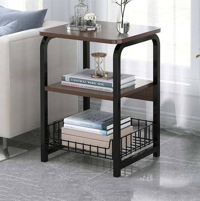 3-Tier Rustic Metal Nightstand with Storage Shelf - Easy Assembly Steel End Table for Bedroom, Living Room, Office - Perfect as Bedside Table, Entryway Accent or Small Tea Table