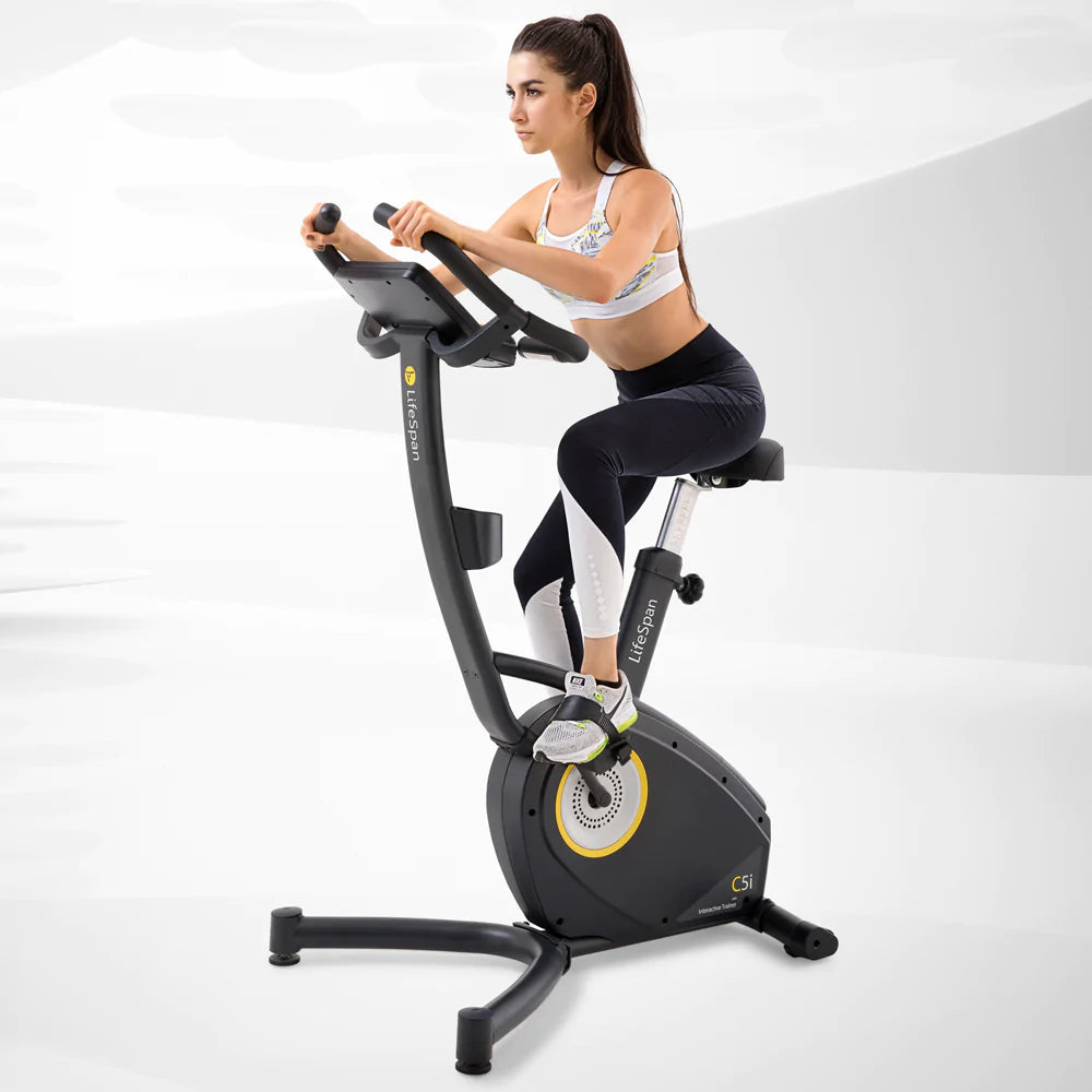 Lifespan C5i Upright Exercise Bike for Home Gym - Cardio Workout Equipment for Weight Loss & Fitness Training - Perfect for Small Spaces & Apartment Workouts