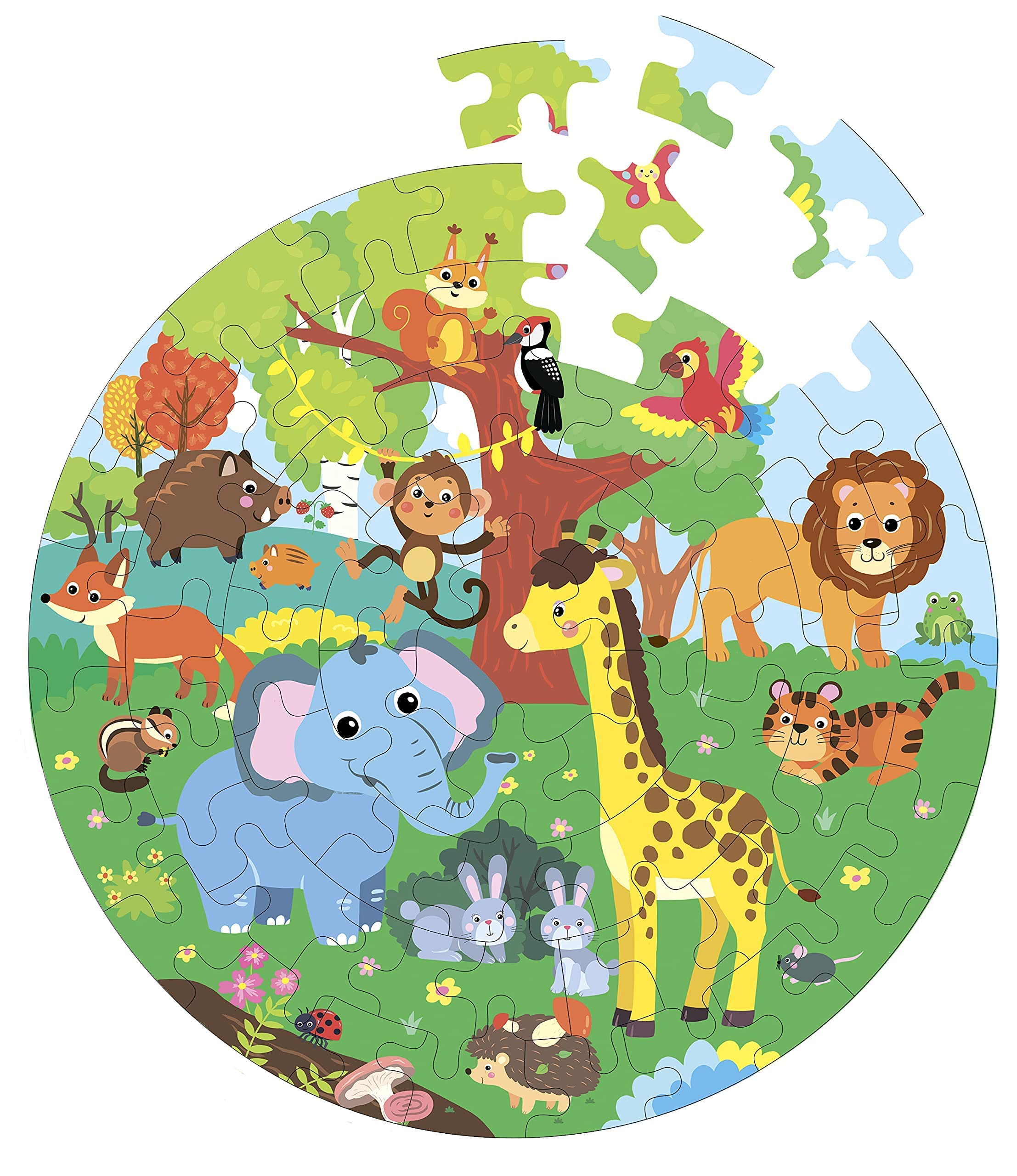 Fiddlys Creative Wooden Jigsaw Puzzle 66Pcs - Animal World Theme Educational Toy for Kids | Perfect for Family Game Night & Early Childhood Learning Activities