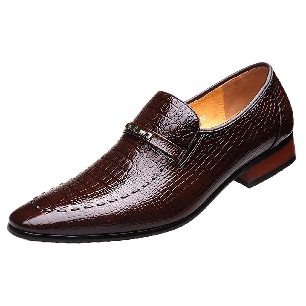 **Men's Formal Leather Shoes - British Style Wedding, Prom, Office & Business Dress Shoes - Brown (Size 41/UK 7.5/US 8) - Perfect for Weddings, Business Meetings & Formal Events**