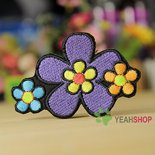 Iron on Fabric Patches - Large Flower & Small Floral Design (FP86) - DIY Clothing Repair, Denim Jacket Embellishment, Backpack Customization for Teens & Adults