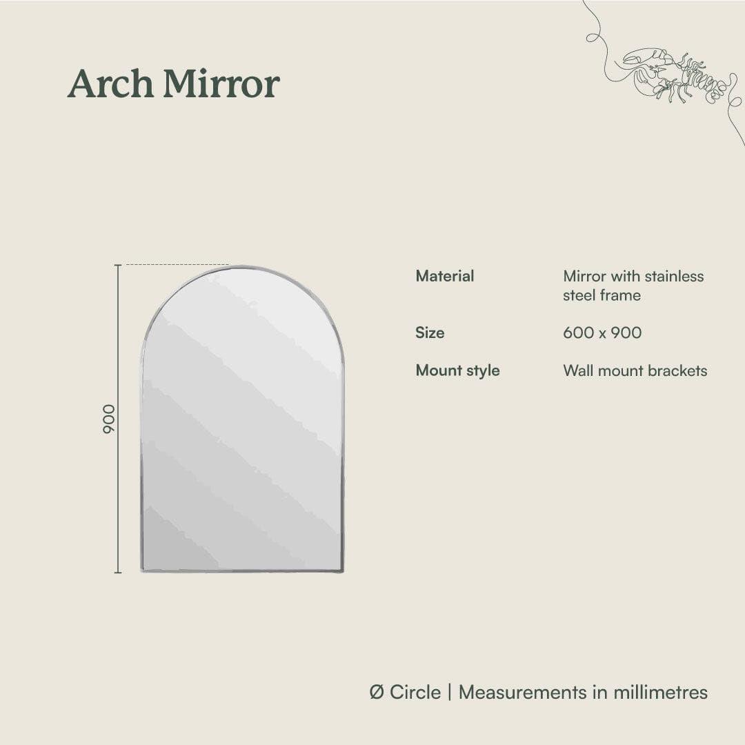 Brushed Nickel Arch Mirror - Elegant Wall Decor for Bathroom, Bedroom & Entryway - Perfect for Modern Home Interiors