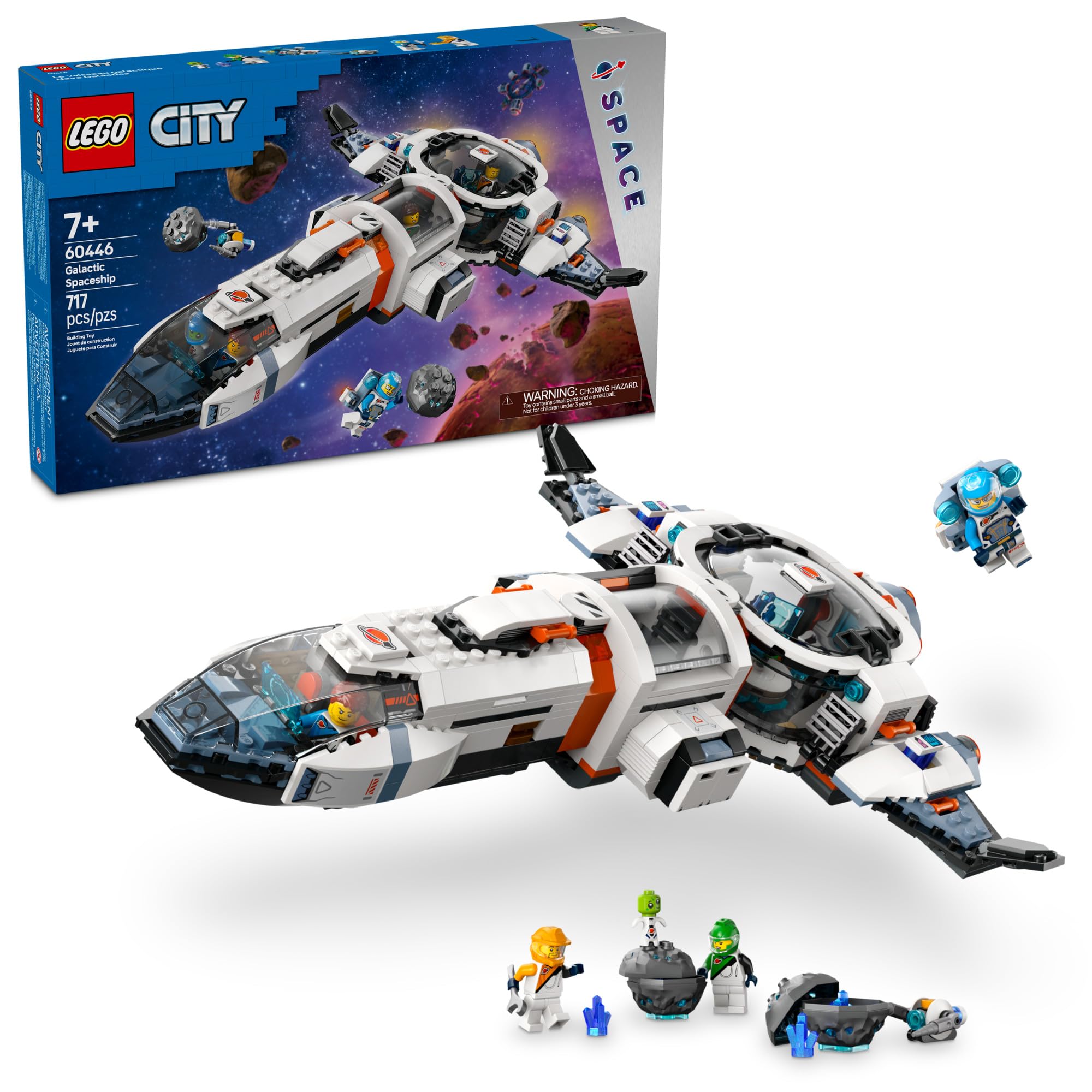 LEGO City Modular Galactic Spaceship Building Toy Set for Kids Ages 7+ - STEM Educational Space Shuttle with 4 Astronaut Minifigures & Alien Figure - Creative Birthday & Christmas Gift for Boys & Girls - Perfect for Space Exploration Play & STEM Learning Activities