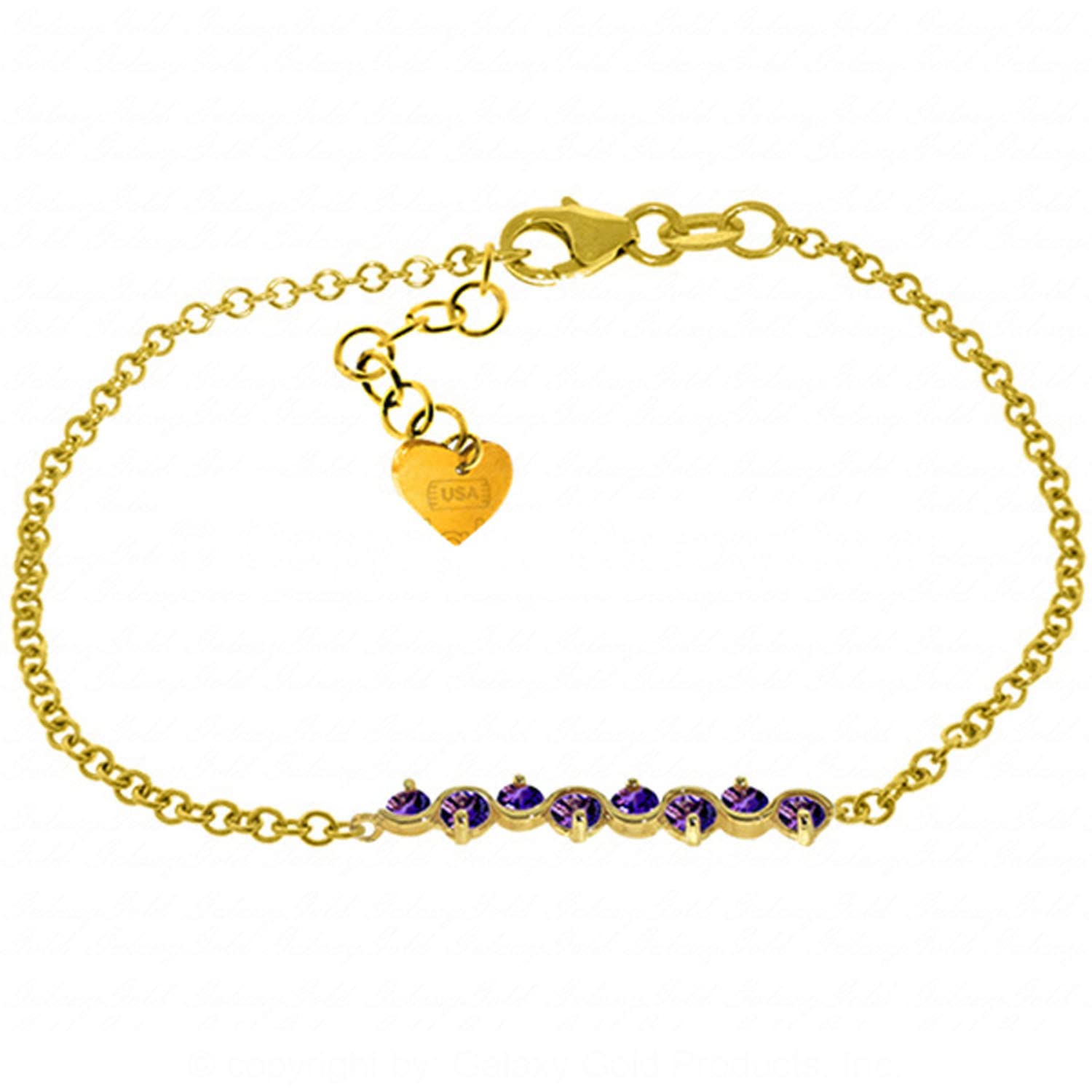 14K Solid Yellow Gold Bracelet with 1.55 ct Natural Amethyst | GG Galaxy Gold Jewelry for Women | Elegant Gift for Birthday, Anniversary & Special Occasions