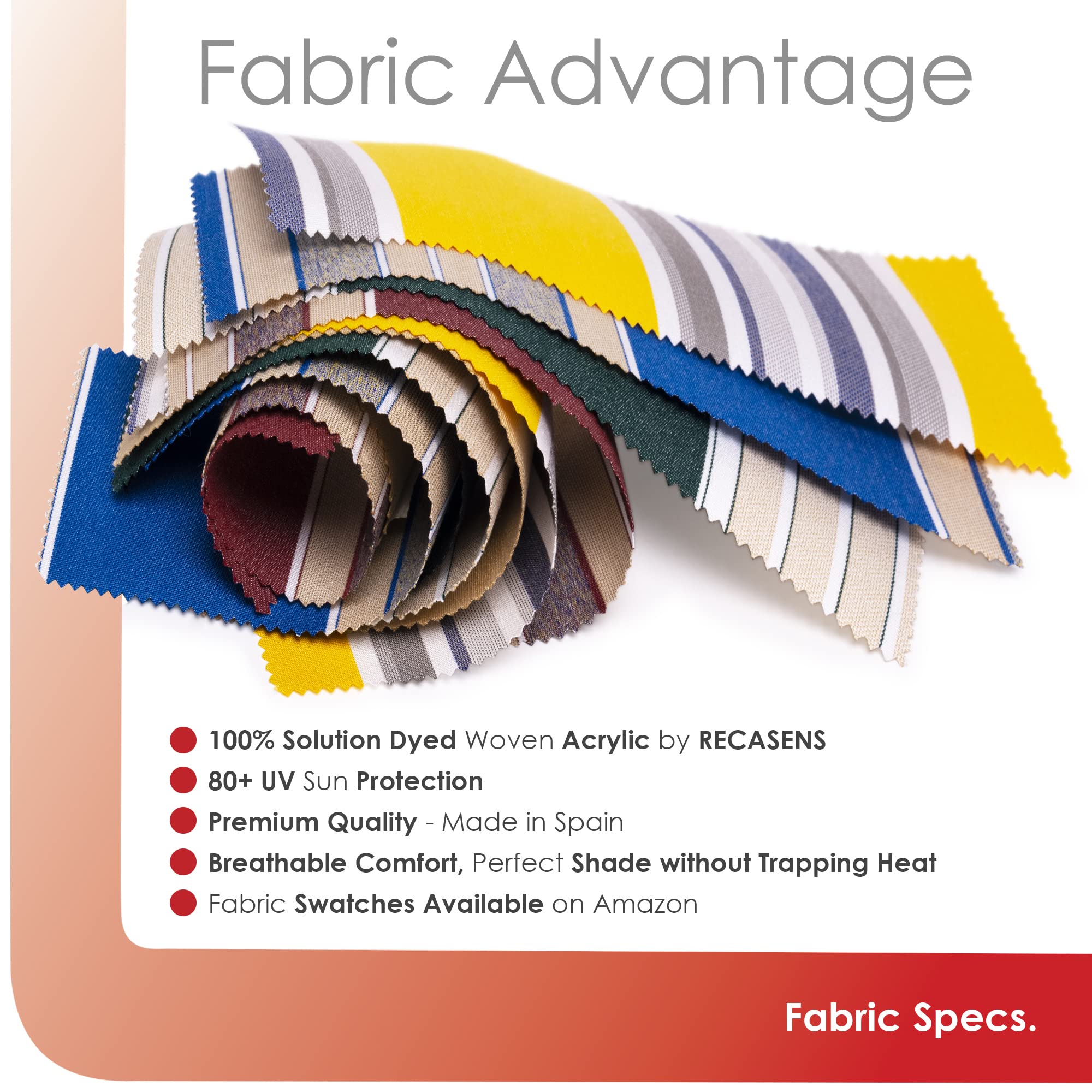 Premium Manual Retractable Patio Awning - 8' x 6' Brick Red & Sand Beige Stripes | 100% Solution Dyed European Acrylic | UV Protection & Easy Hand Crank | Perfect for Outdoor Shade, Deck, Garden & Backyard Relaxation