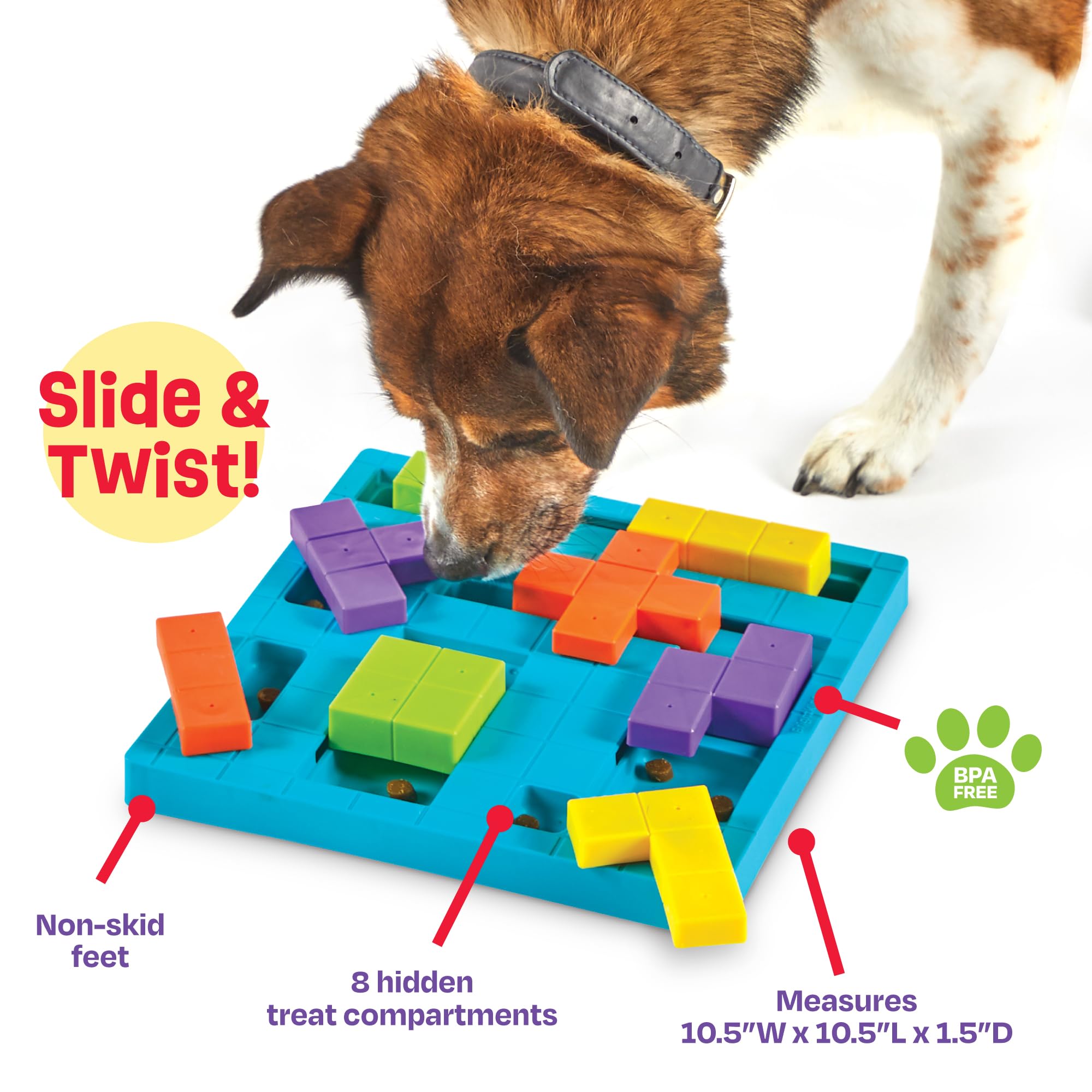 Brightkins Brain Teaser Treat Puzzle - Interactive Dog Toy for Mental Stimulation, Slow Feeder & Training Aid - Perfect for Small, Medium & Large Dogs - Fun Indoor Activity & Boredom Buster for Pets