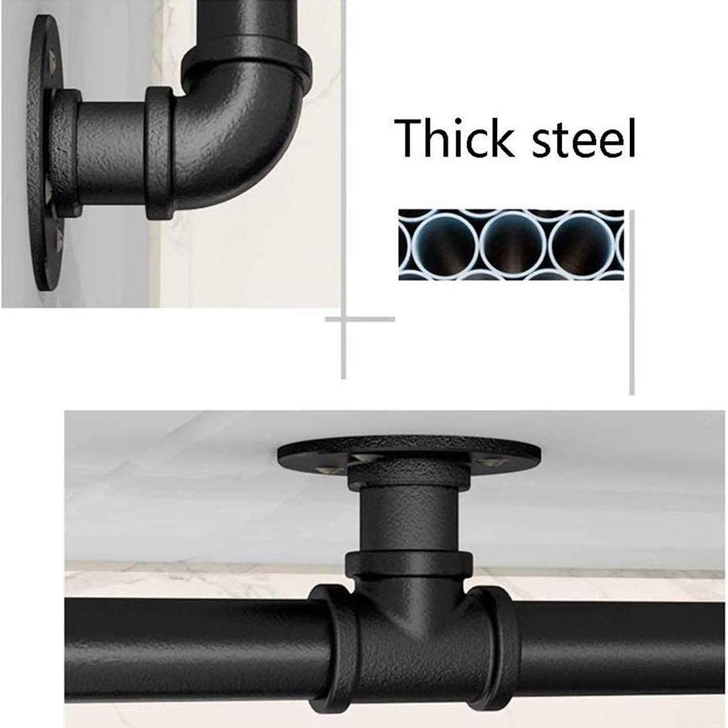 Rustic Industrial Pipe Handrail (1ft-20ft) - Black Wrought Iron Stair Railing for Indoor & Outdoor Use - Wall Mounted Banister for Porch, Deck, Stairs - Durable 17ft Metal Support Rail - Perfect for Home, Office, and Commercial Spaces